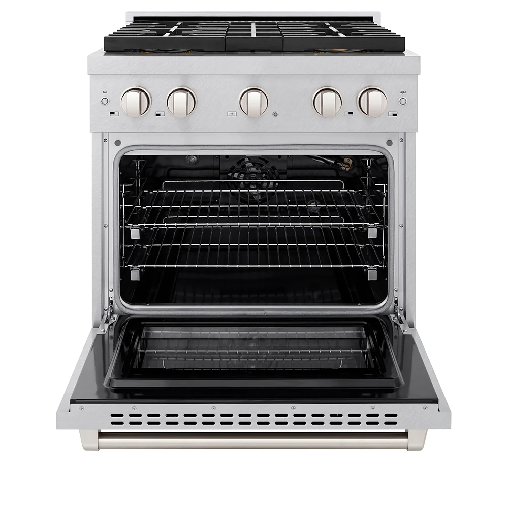 ZLINE 30 in. 4.2 cu. ft. Paramount Gas Range with 4 Burner DuoPro™ Cooktop and Convection Gas Oven in Satin Stainless Steel (PSGRS-30) - Image 3