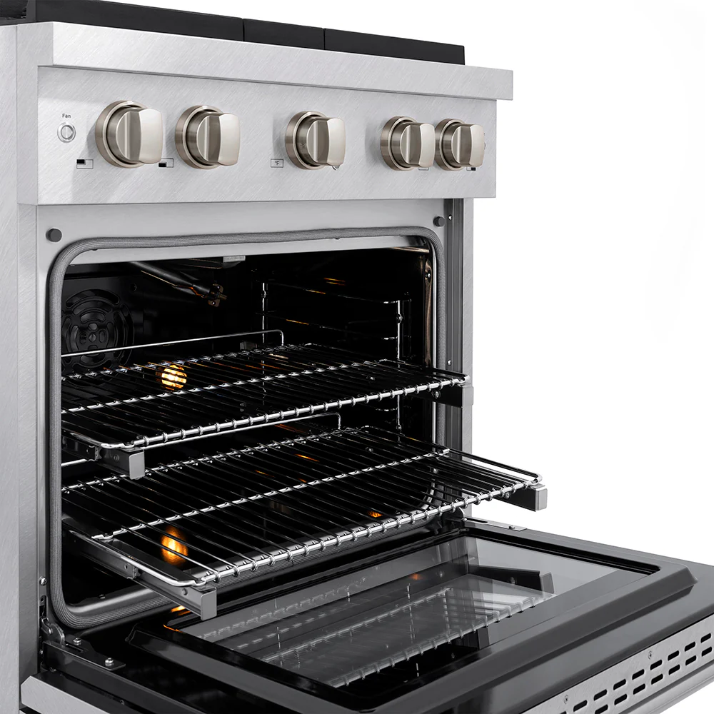 ZLINE 30 in. 4.2 cu. ft. Paramount Gas Range with 4 Burner DuoPro™ Cooktop and Convection Gas Oven in Satin Stainless Steel (PSGRS-30) - Image 4