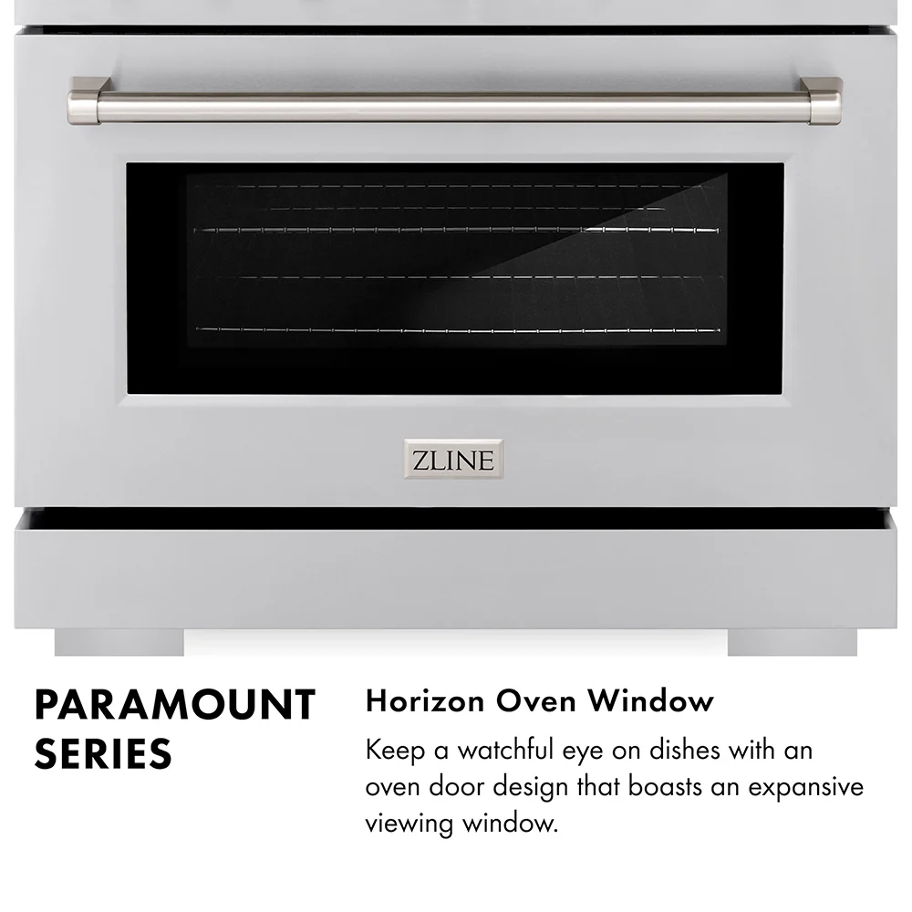 ZLINE 30 in. 4.2 cu. ft. Paramount Gas Range with 4 Burner DuoPro™ Cooktop and Convection Gas Oven in Satin Stainless Steel with White Matte Door (PSGRS-WM-30) - Image 16