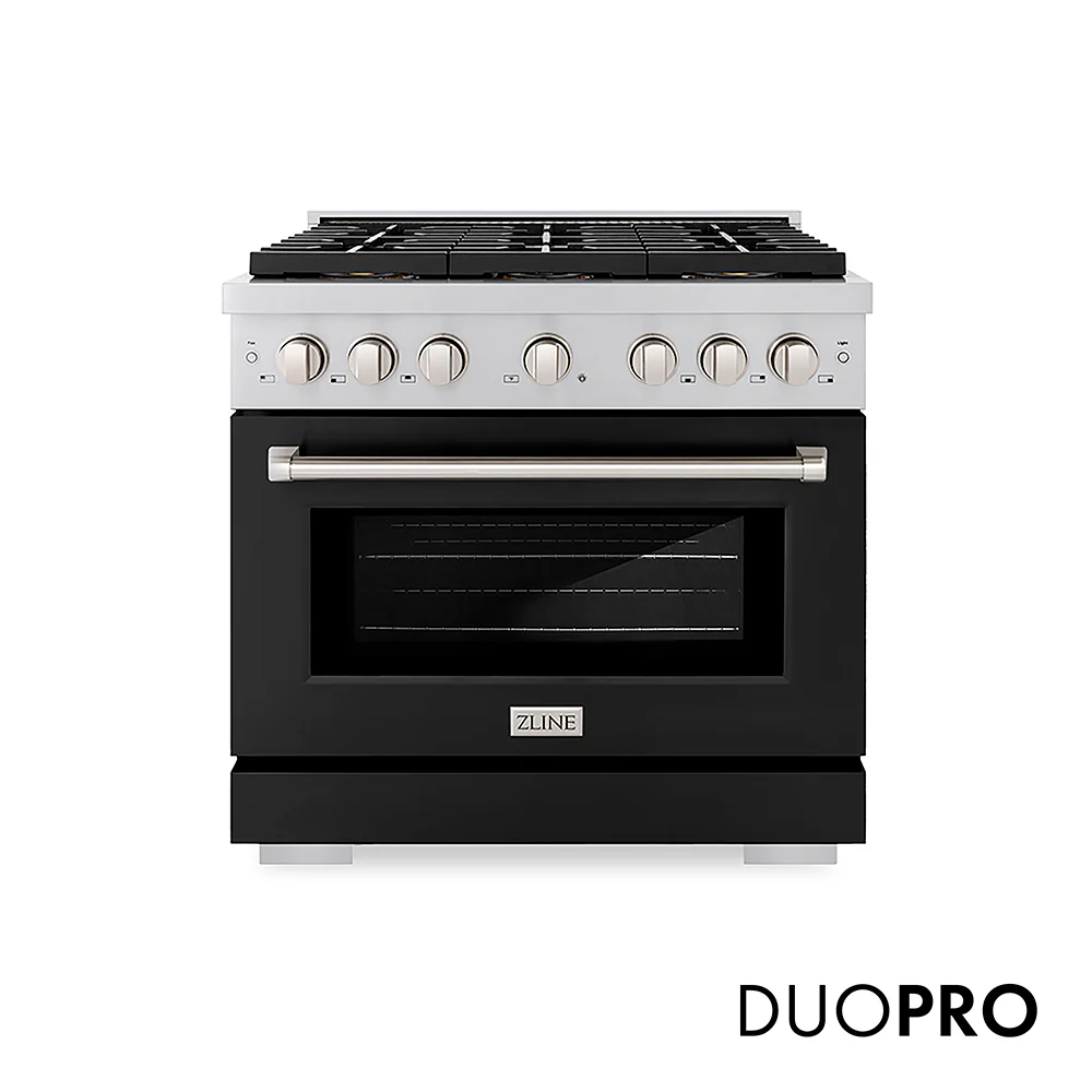 ZLINE 30 in. 4.2 cu. ft. Paramount Gas Range with 4 Burner DuoPro™ Cooktop and Convection Gas Oven with Black Matte Door (PSGR-BLM-30)