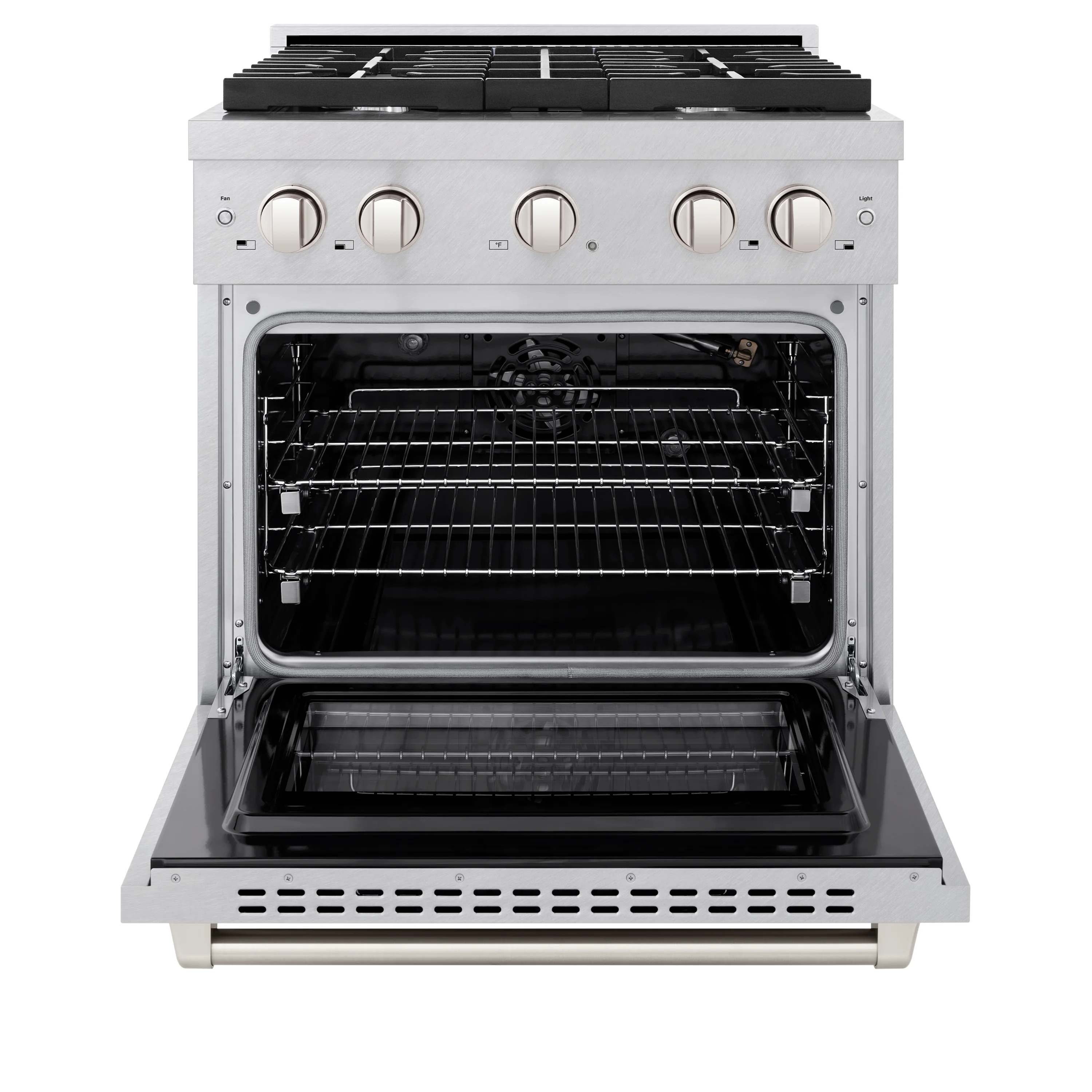 ZLINE 30 in. 4.2 cu. ft. Paramount Gas Range with 4 Burner Cooktop and Convection Gas Oven in Satin Stainless Steel (SGRS-30) - Image 4