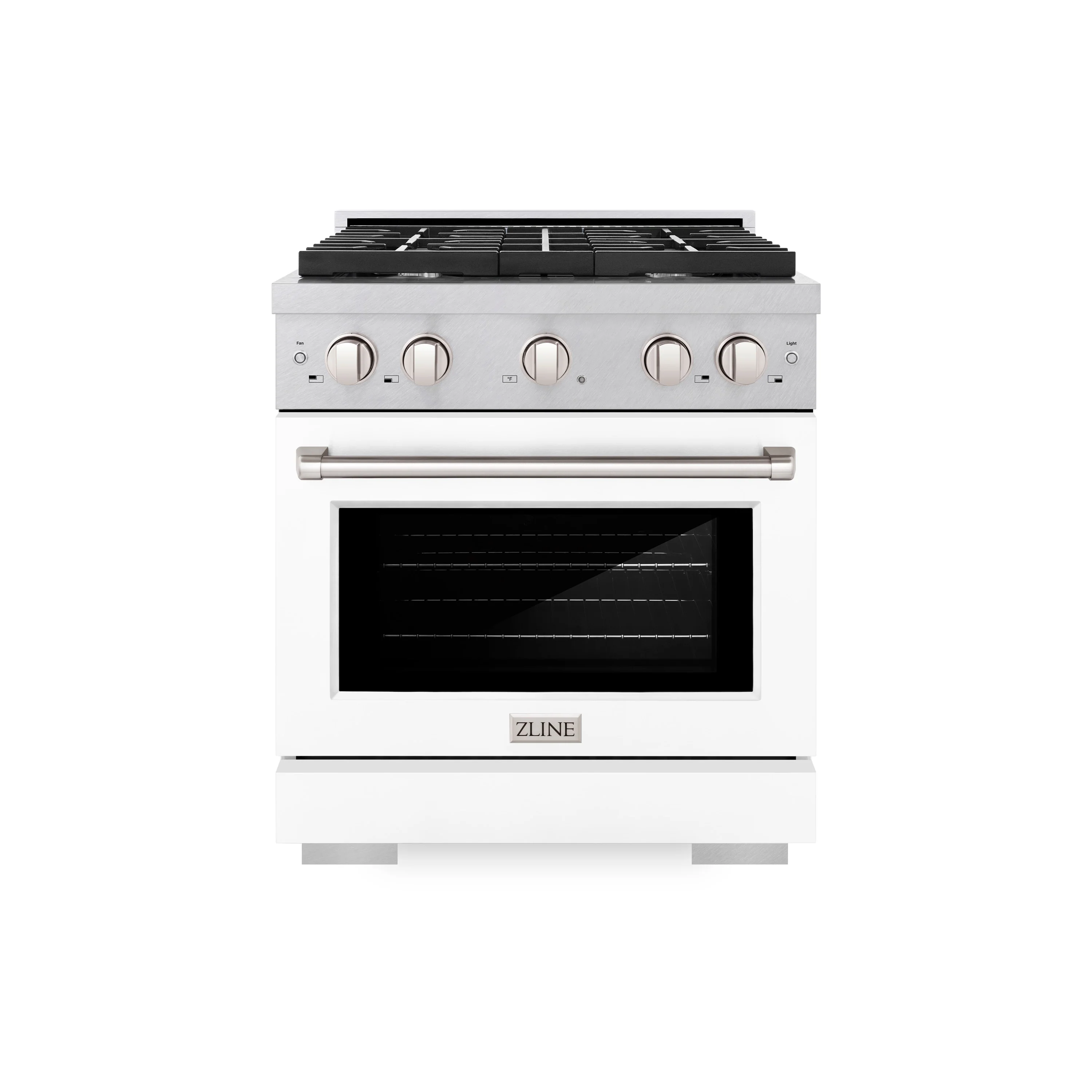 ZLINE 30 in. 4.2 cu. ft. Paramount Gas Range with 4 Burner Cooktop and Convection Gas Oven in Satin Stainless Steel with White Matte Door (SGRS-WM-30) - Image 5