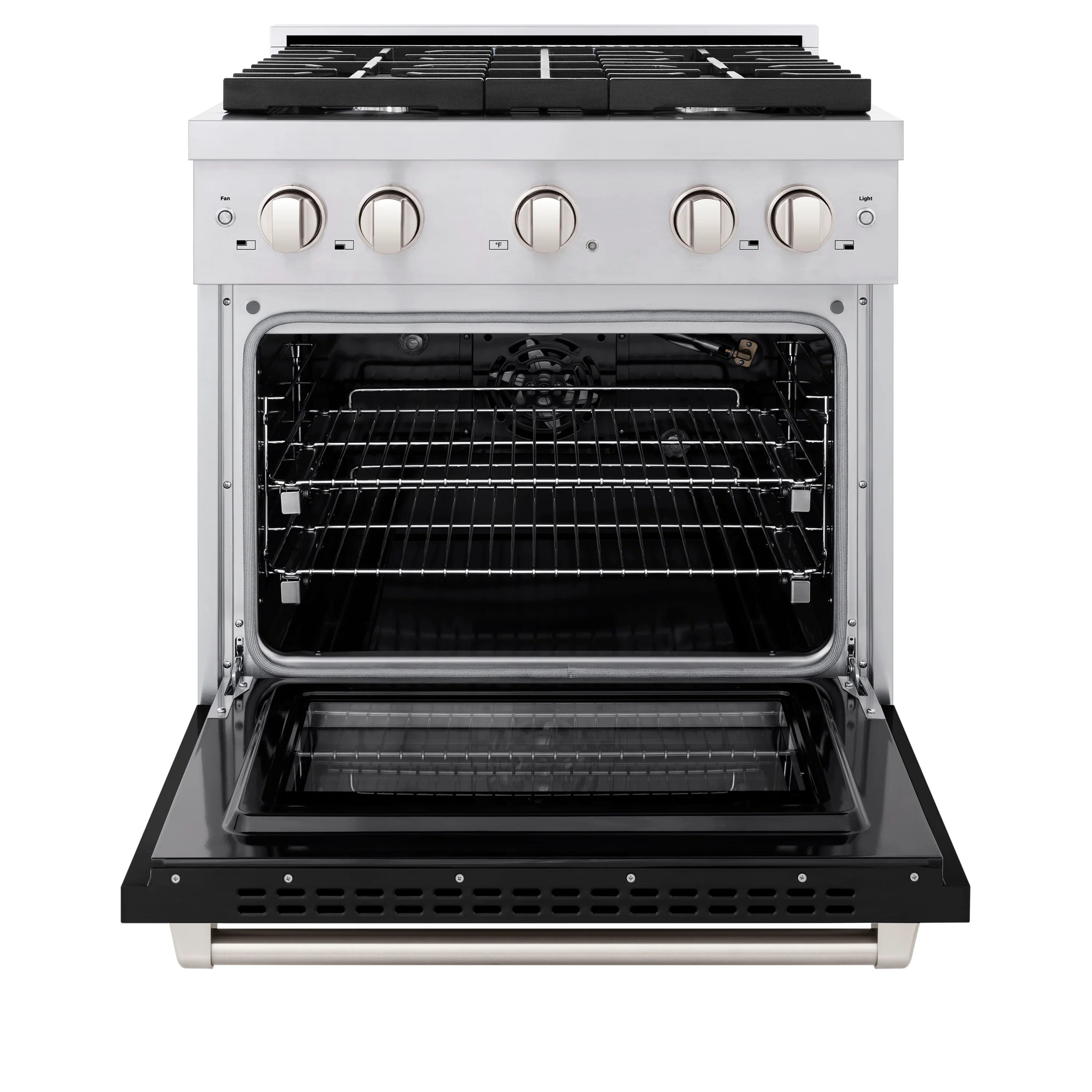 ZLINE 30 in. 4.2 cu. ft. Paramount Gas Range with 4 Burner Cooktop and Convection Gas Oven in Stainless Steel with Black Matte Door (SGR-BLM-30) - Image 3