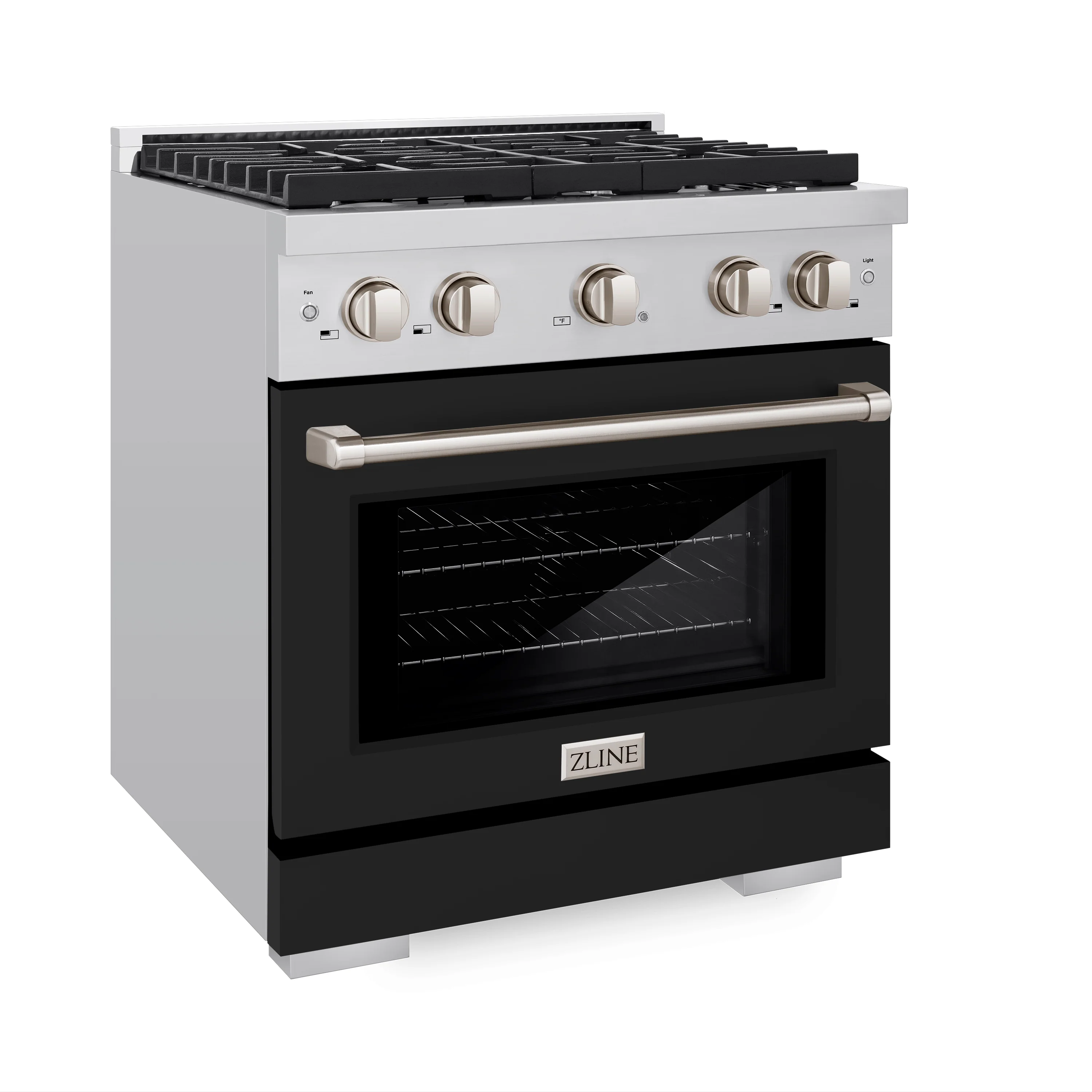 ZLINE 30 in. 4.2 cu. ft. Paramount Gas Range with 4 Burner Cooktop and Convection Gas Oven in Stainless Steel with Black Matte Door (SGR-BLM-30) - Image 4