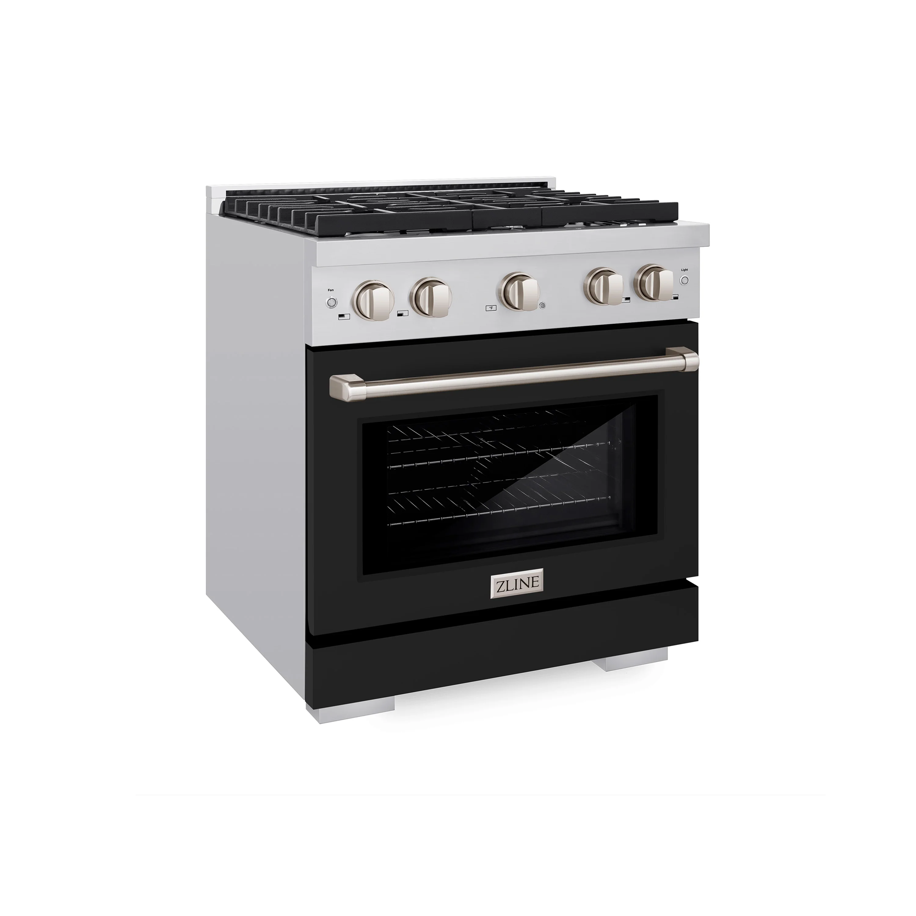 ZLINE 30 in. 4.2 cu. ft. Paramount Gas Range with 4 Burner Cooktop and Convection Gas Oven in Stainless Steel with Black Matte Door (SGR-BLM-30) - Image 5