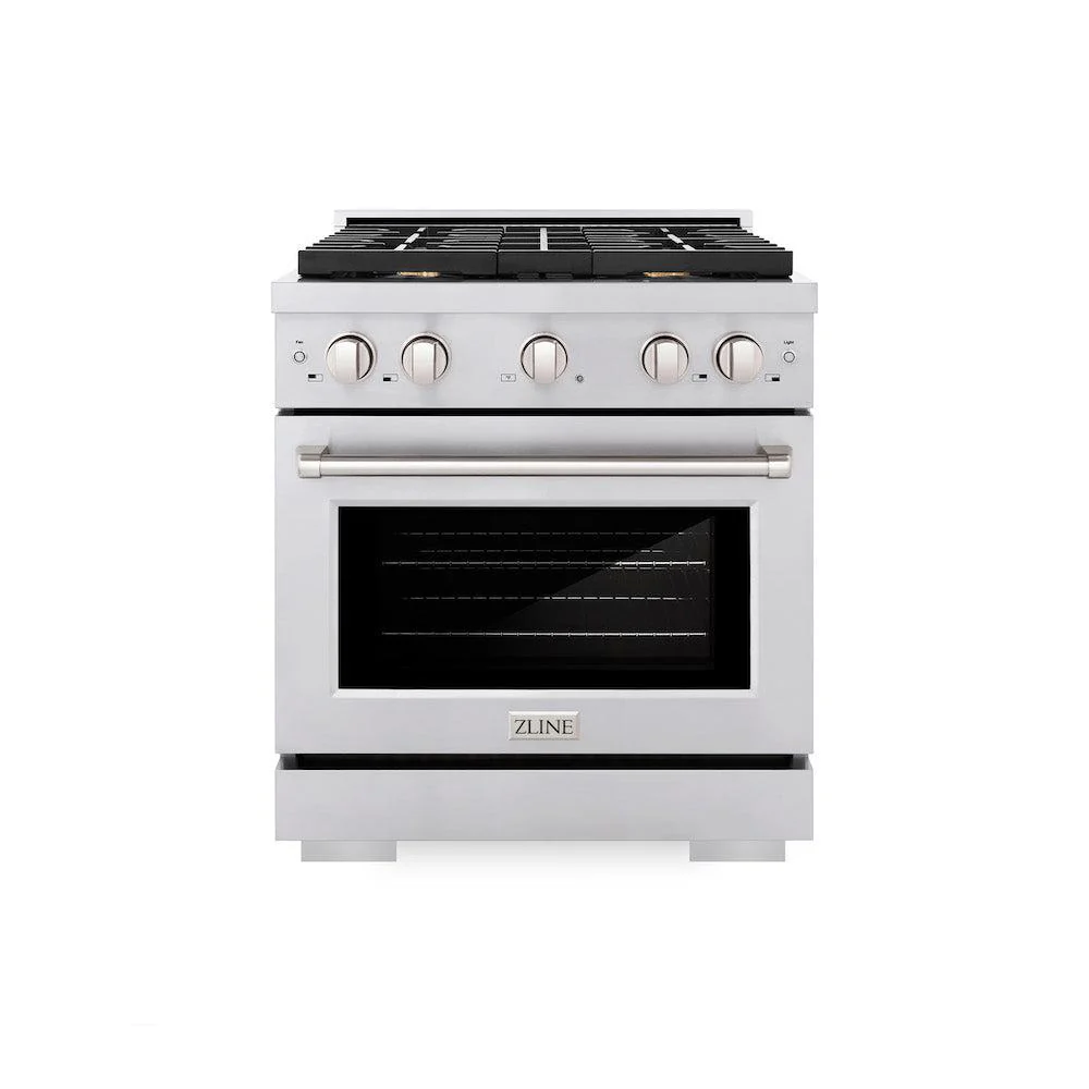 ZLINE 30 in. 4.2 cu. ft. Paramount Gas Range with Convection Gas Oven in Stainless Steel with 4 Brass Burners (SGR-BR-30) - Image 3