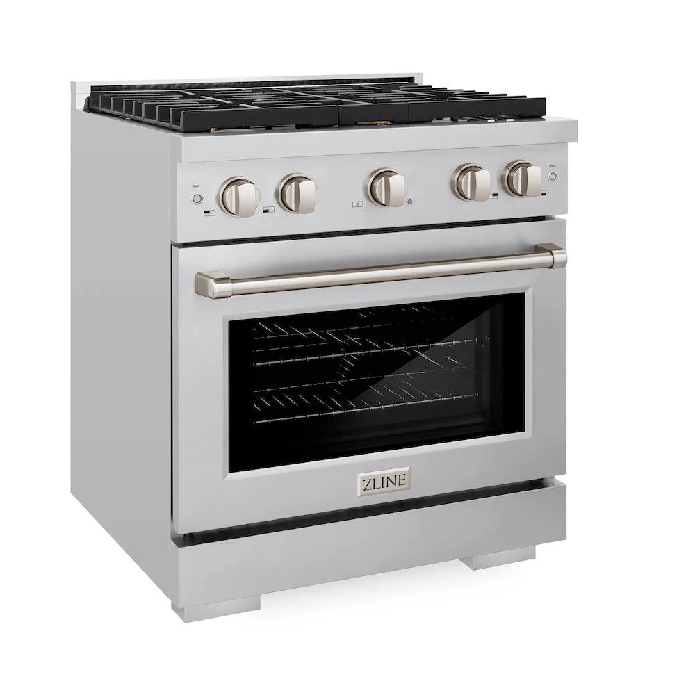 ZLINE 30 in. 4.2 cu. ft. Paramount Gas Range with Convection Gas Oven in Stainless Steel with 4 Brass Burners (SGR-BR-30) - Image 4