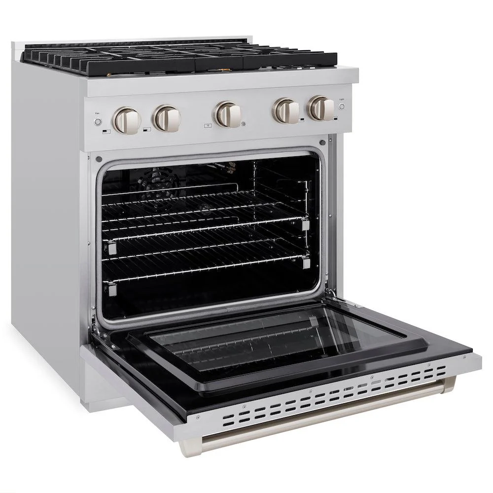 ZLINE 30 in. 4.2 cu. ft. Paramount Gas Range with Convection Gas Oven in Stainless Steel with 4 Brass Burners (SGR-BR-30) - Image 5