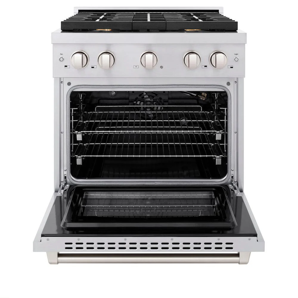 ZLINE 30 in. 4.2 cu. ft. Paramount Gas Range with Convection Gas Oven in Stainless Steel with 4 Brass Burners (SGR-BR-30) - Image 6
