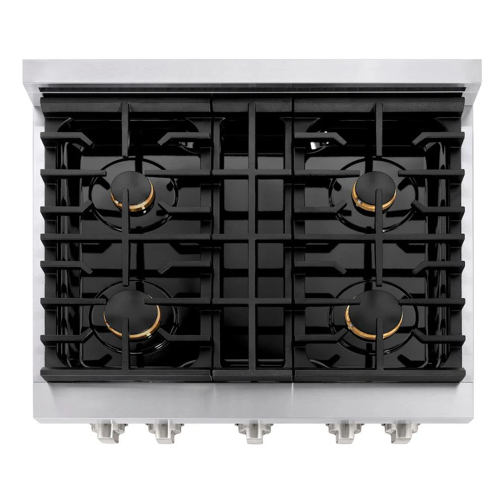 ZLINE 30 in. 4.2 cu. ft. Paramount Gas Range with Convection Gas Oven in Stainless Steel with 4 Brass Burners (SGR-BR-30) - Image 8