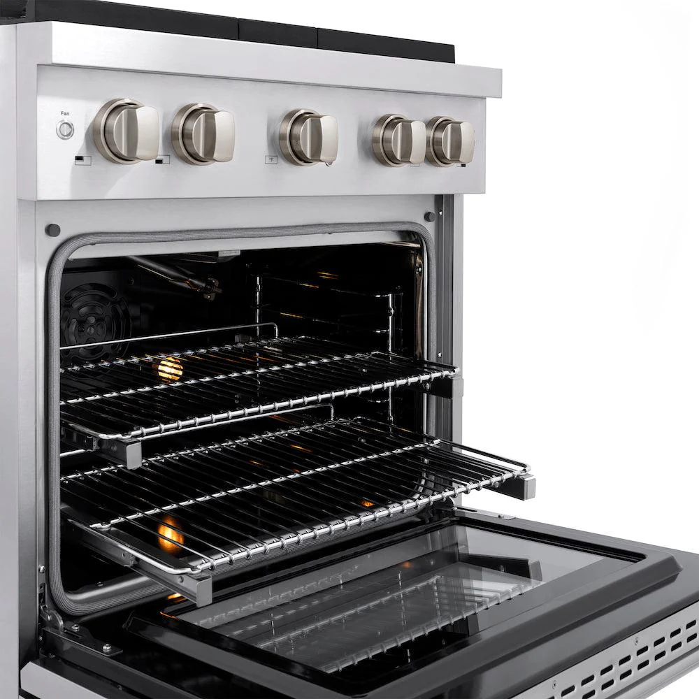 ZLINE 30 in. 4.2 cu. ft. Paramount Gas Range with Convection Gas Oven in Stainless Steel with 4 Brass Burners (SGR-BR-30) - Image 9
