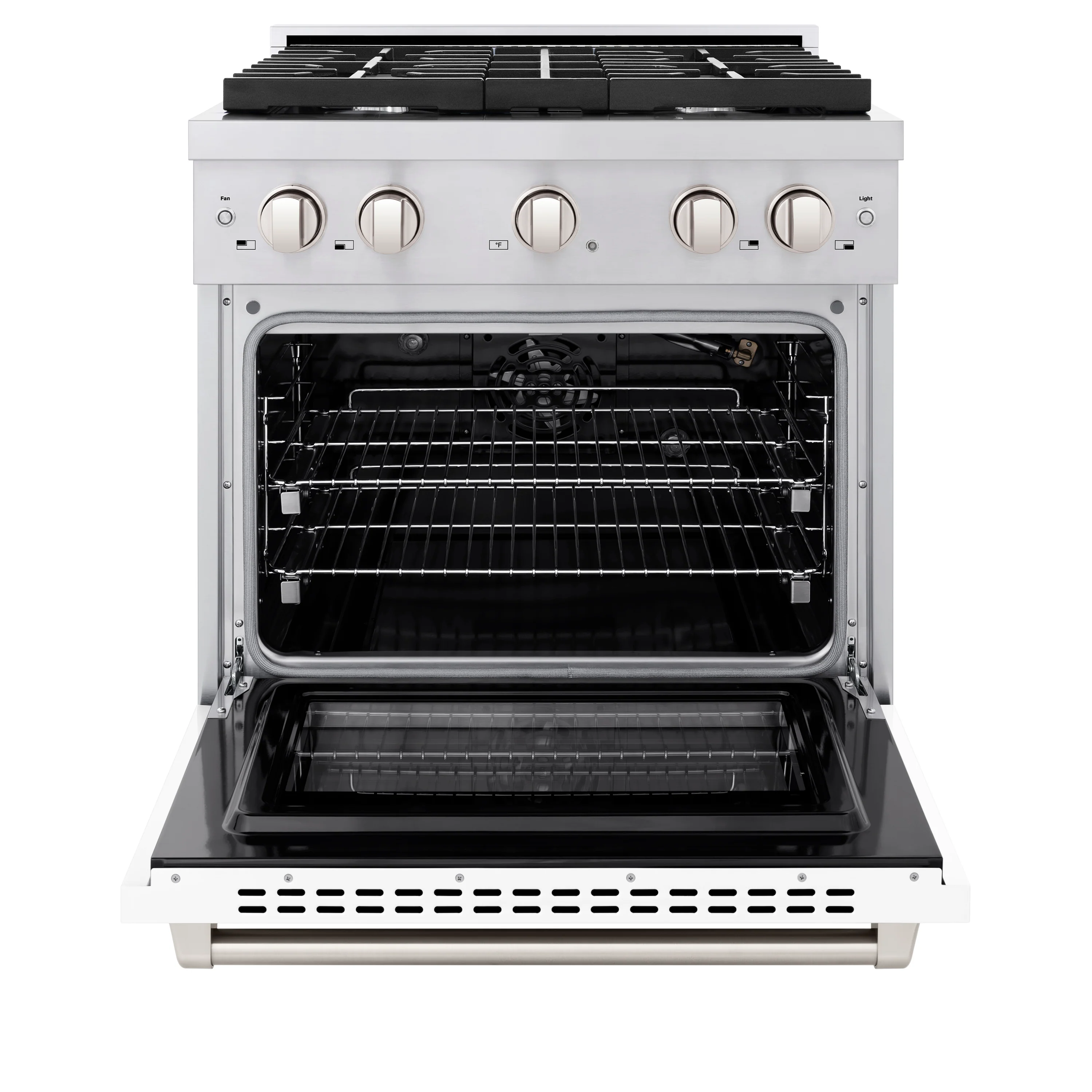 ZLINE 30 in. 4.2 cu. ft. Paramount Gas Range with 4 Burner Cooktop and Convection Gas Oven in Stainless Steel with White Matte Door (SGR-WM-30) - Image 3