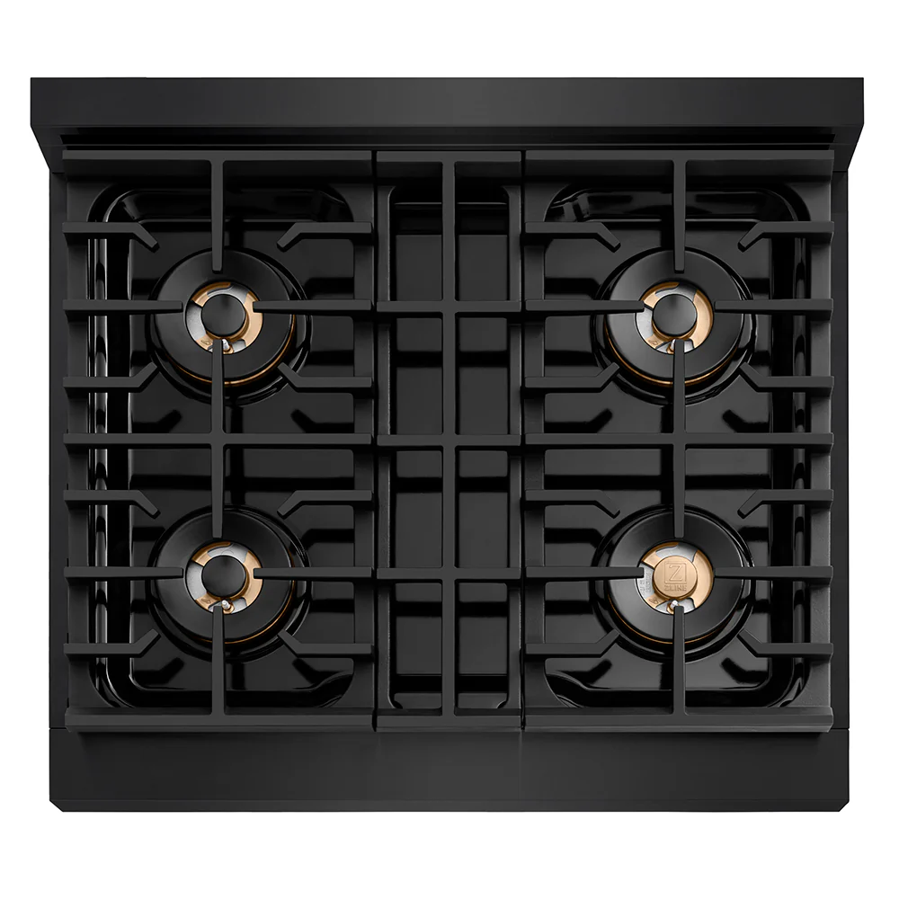ZLINE 30 in. Paramount Gas Rangetop with 4 Burner DuoPro™ Cooktop in Black Stainless Steel (PSRTB-30) - Image 2