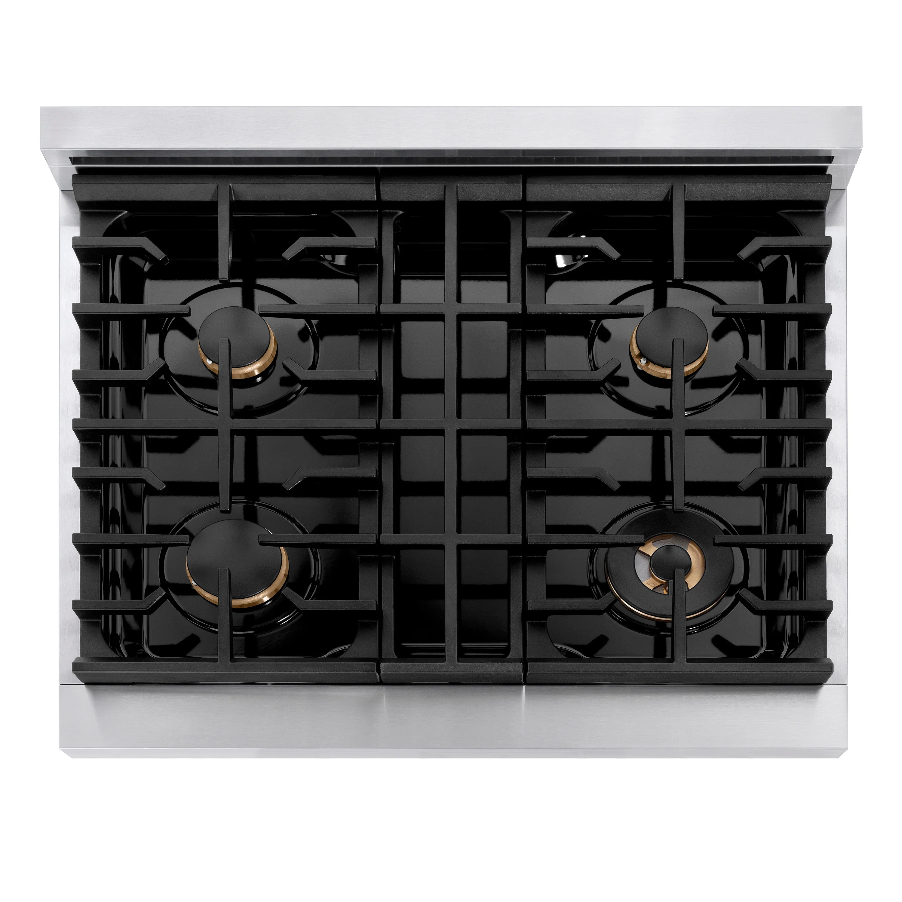 ZLINE 30 in. Paramount Gas Rangetop with 4 Brass Burners and Porcelain Cooktop in Stainless Steel (SRT-BR-30) - Image 3