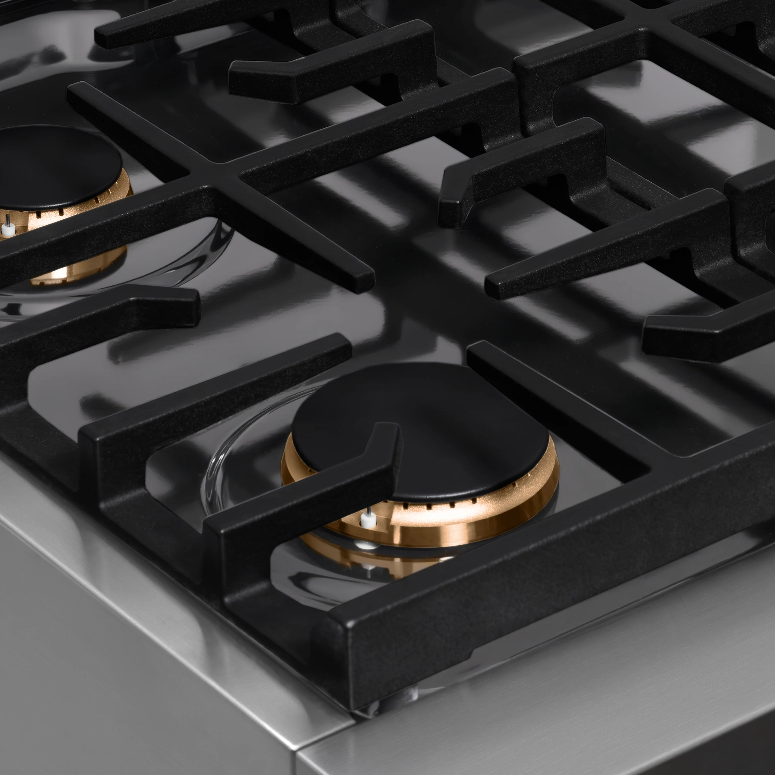ZLINE 30 in. Paramount Gas Rangetop with 4 Brass Burners and Porcelain Cooktop in Stainless Steel (SRT-BR-30) - Image 4