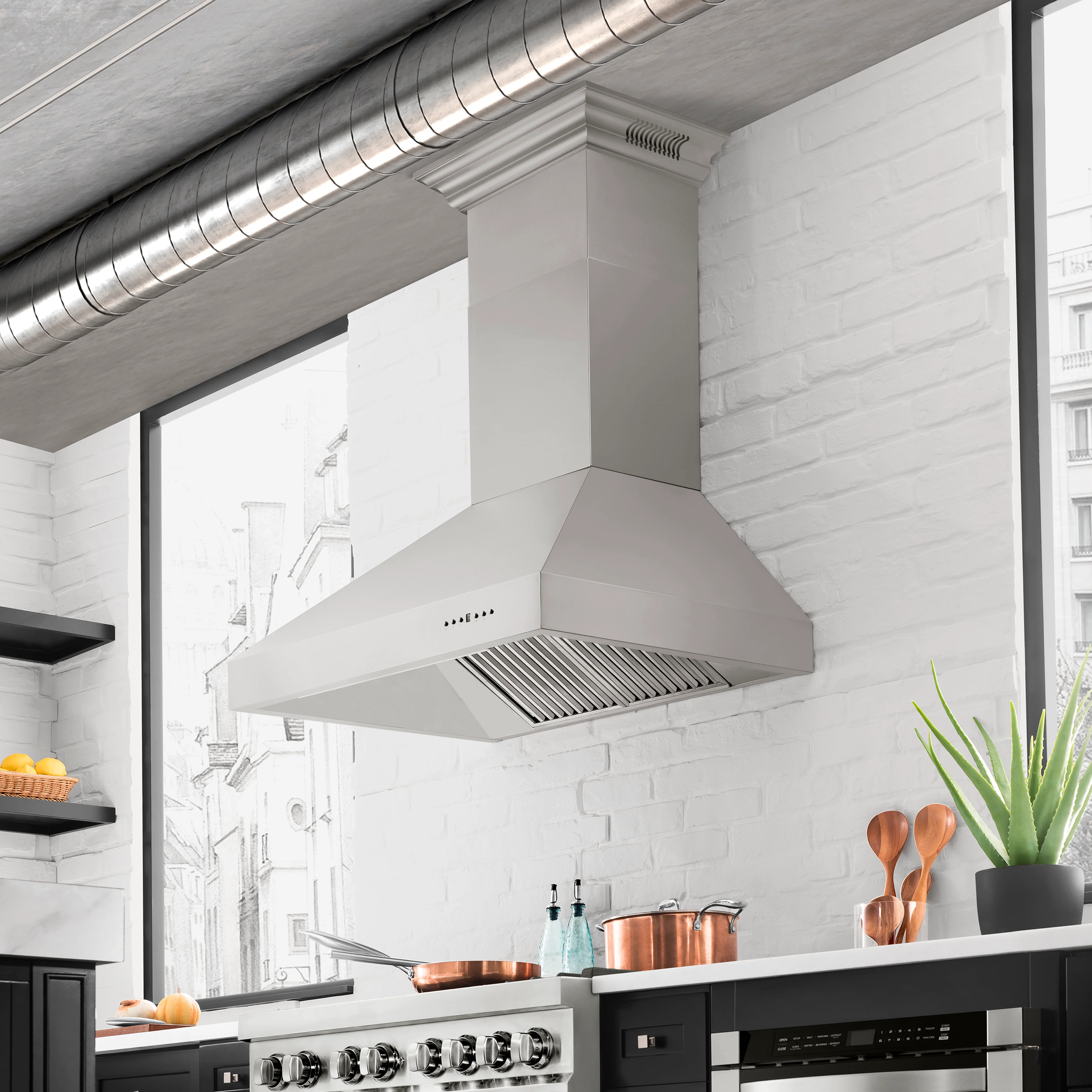 ZLINE 30" Professional Convertible Vent Wall Mount Range Hood in Stainless Steel (697-30) - Image 2