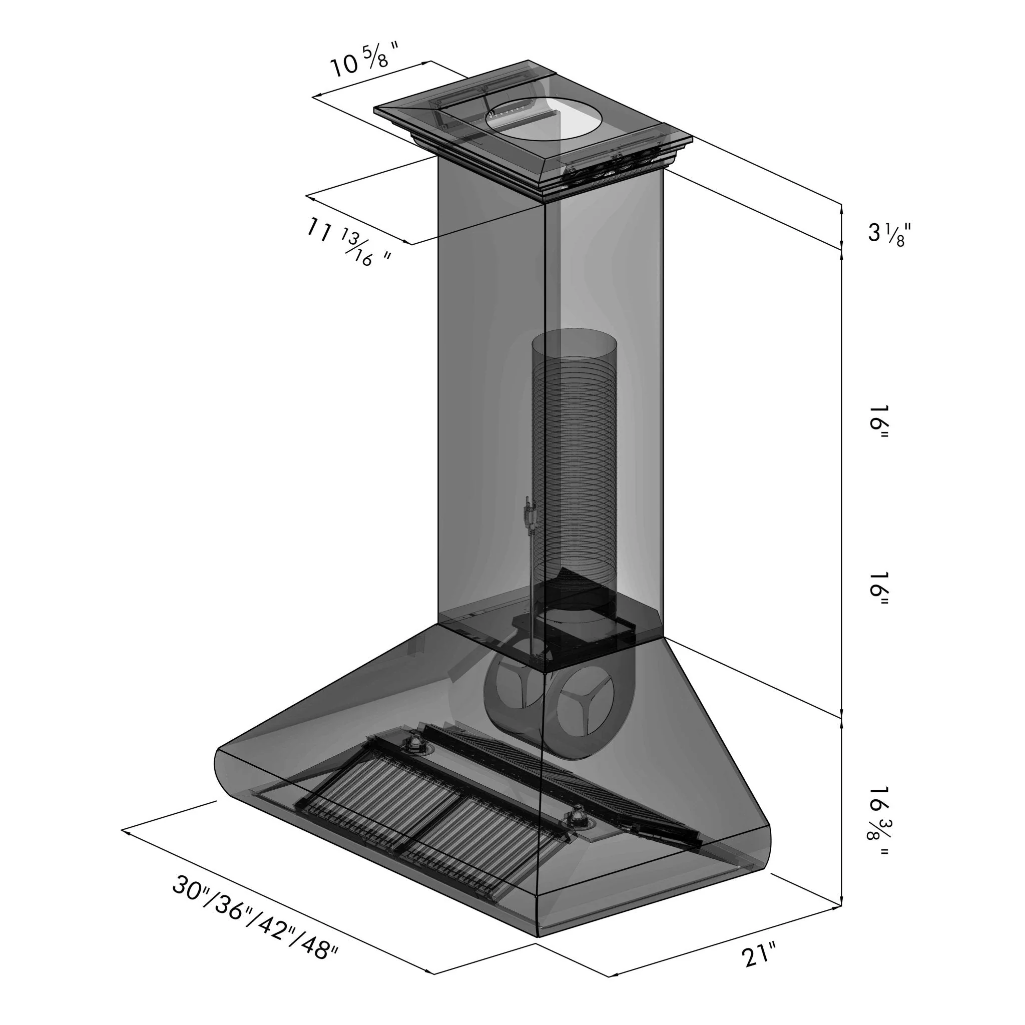 ZLINE 30" Professional Convertible Vent Wall Mount Range Hood in Stainless Steel with Crown Molding (587CRN-30) - Image 6