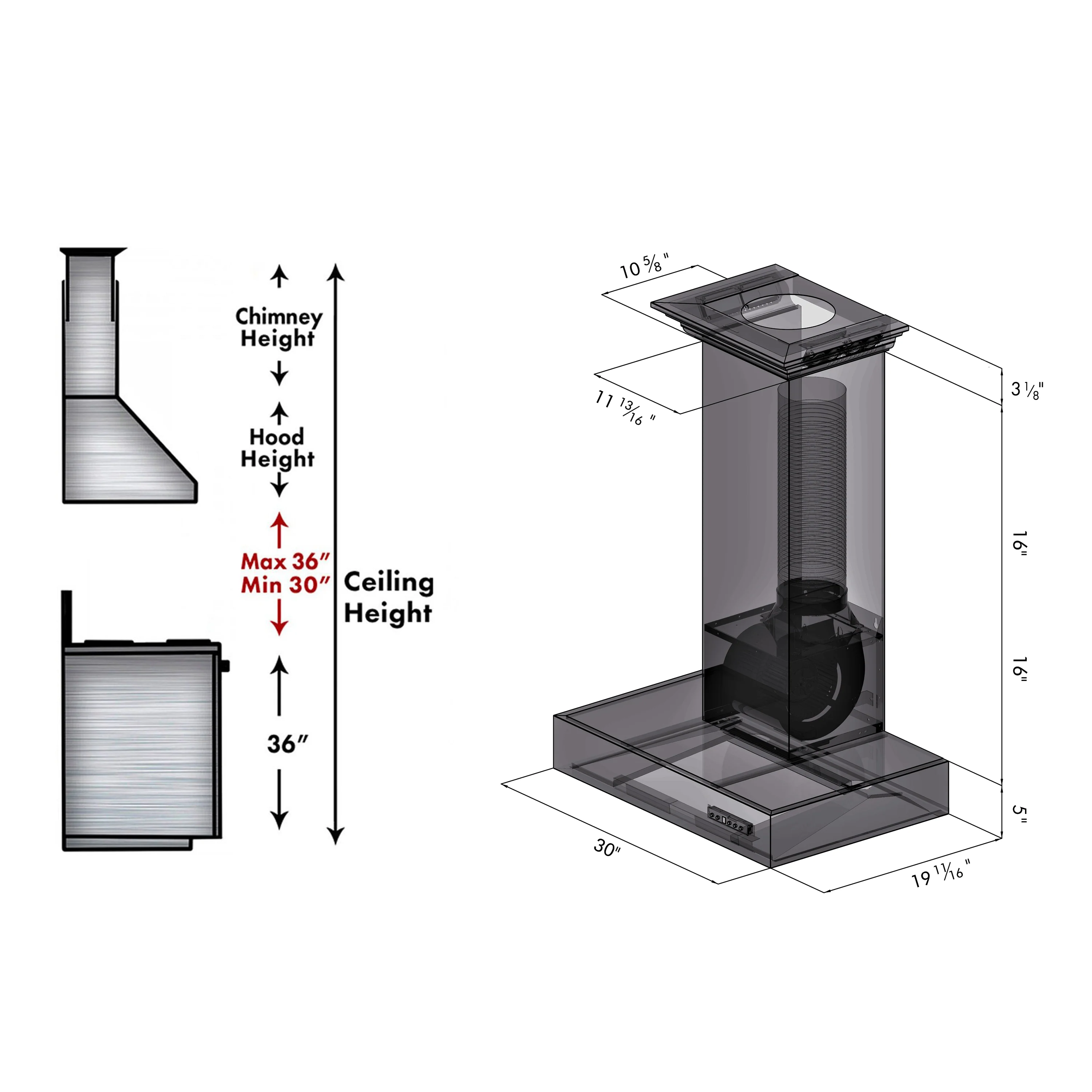 ZLINE 30 in. Professional Wall Mount Range Hood In Stainless Steel With Crown Molding (KECOMCRN-30) - Image 10