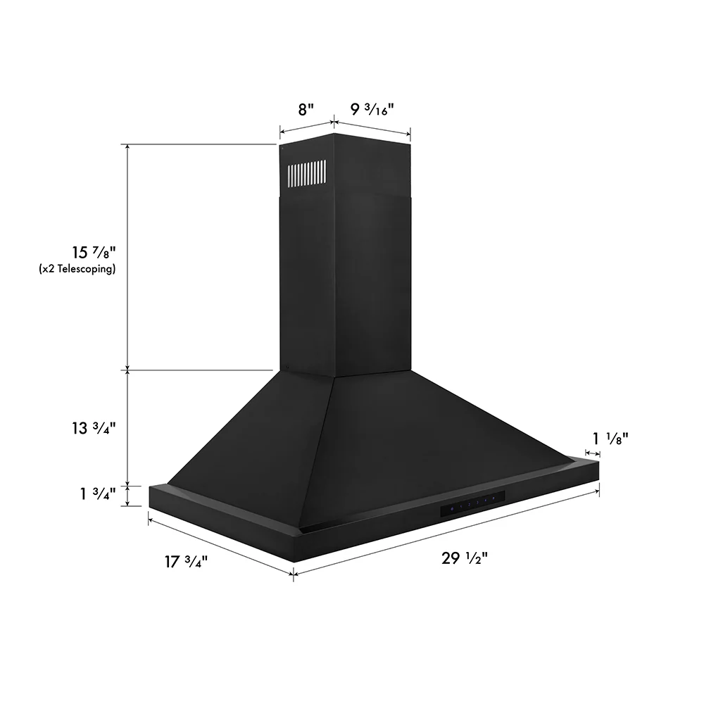ZLINE 30 in. Convertible Vent Wall Mount Range Hood in Black Stainless Steel (BSKBN-30) - Image 12