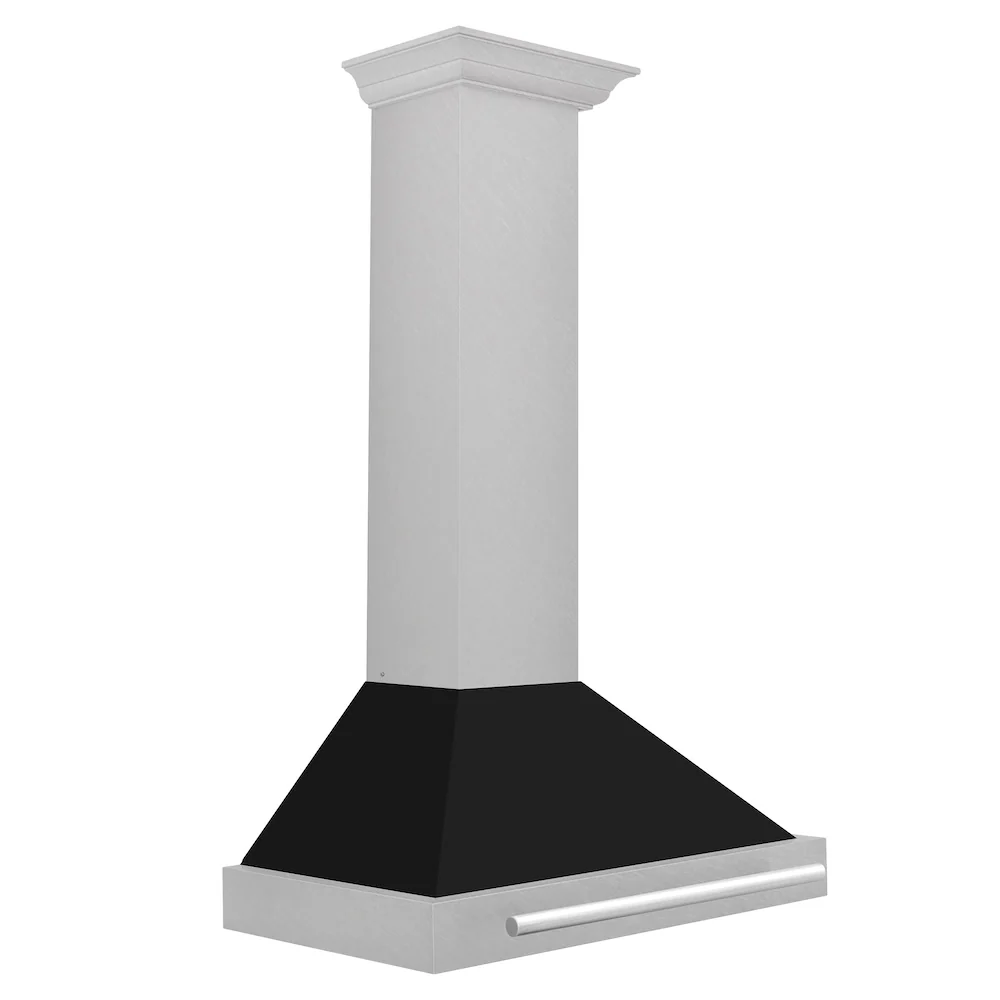 ZLINE 30 in. Convertible Fingerprint Resistant Satin Stainless Steel Range Hood with Black Matte Shell and Stainless Steel Handle (KB4SNX-BLM-30) - Image 4