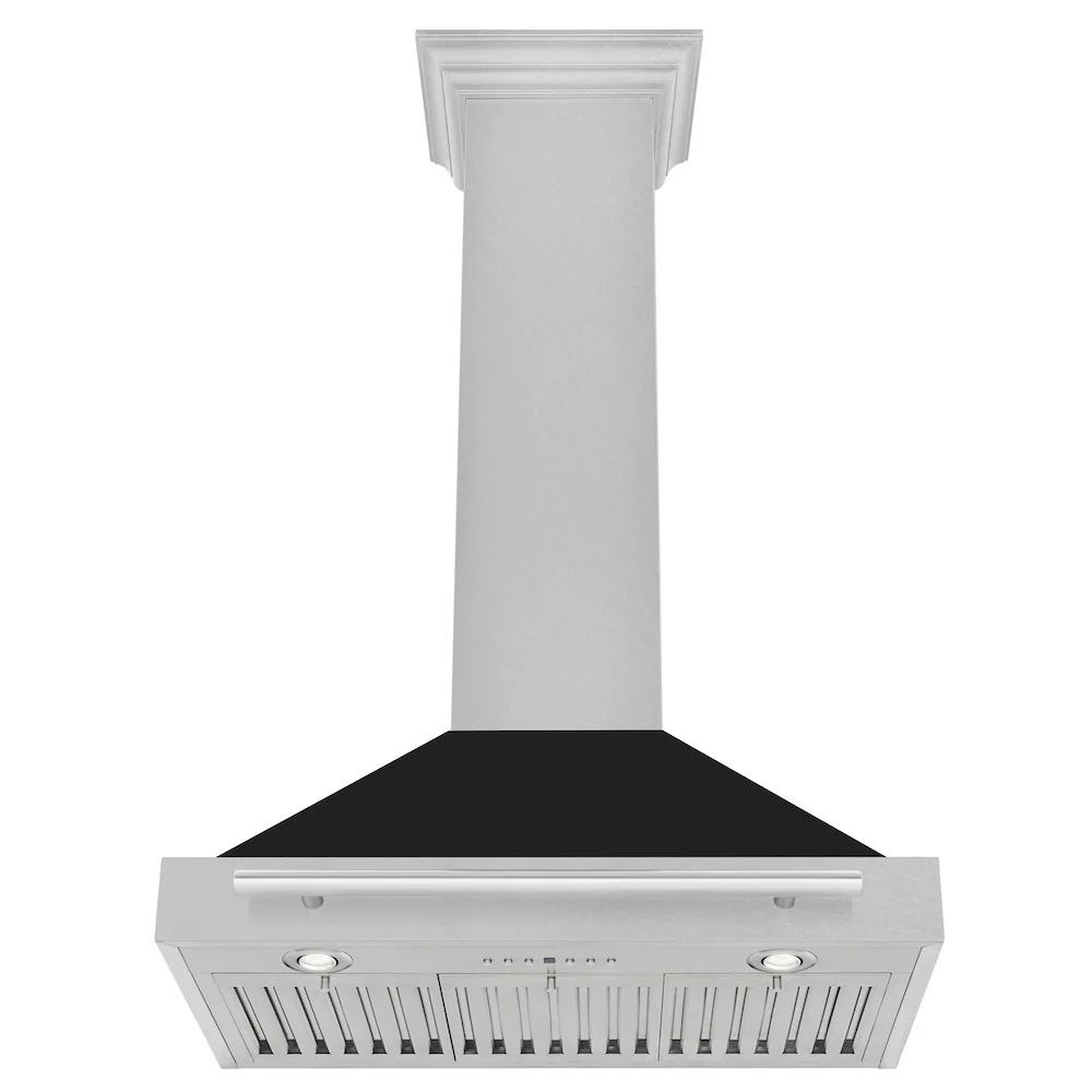 ZLINE 30 in. Convertible Fingerprint Resistant Satin Stainless Steel Range Hood with Black Matte Shell and Stainless Steel Handle (KB4SNX-BLM-30) - Image 5