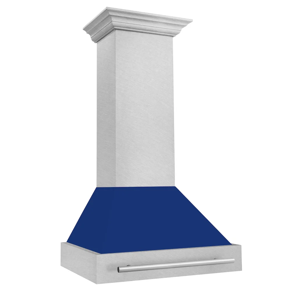 ZLINE 30" Fingerprint Resistant Stainless Steel Range Hood with Blue Gloss Shell (8654SNX-BG30)