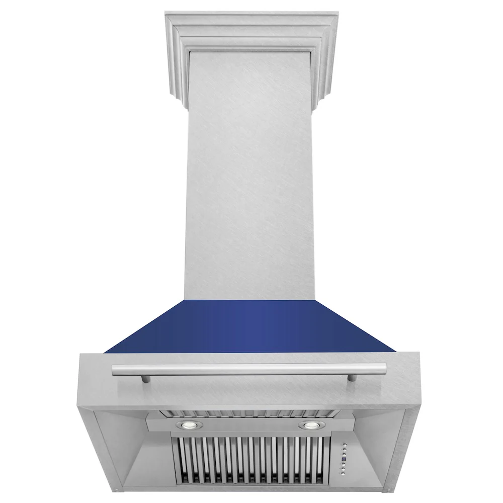 ZLINE 30" Fingerprint Resistant Stainless Steel Range Hood with Blue Matte Shell (8654SNX-BM30) - Image 3