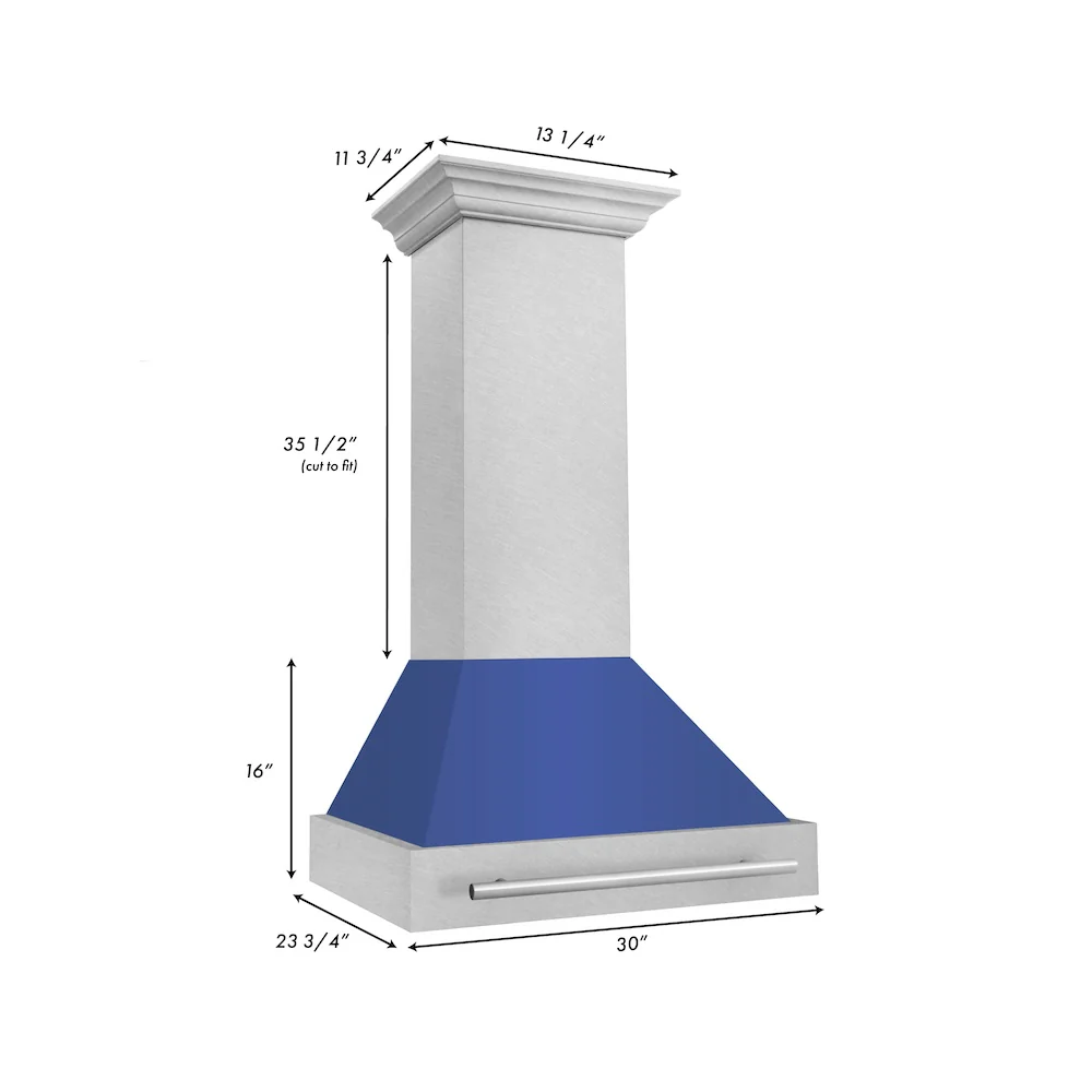 ZLINE 30" Fingerprint Resistant Stainless Steel Range Hood with Blue Matte Shell (8654SNX-BM30) - Image 7