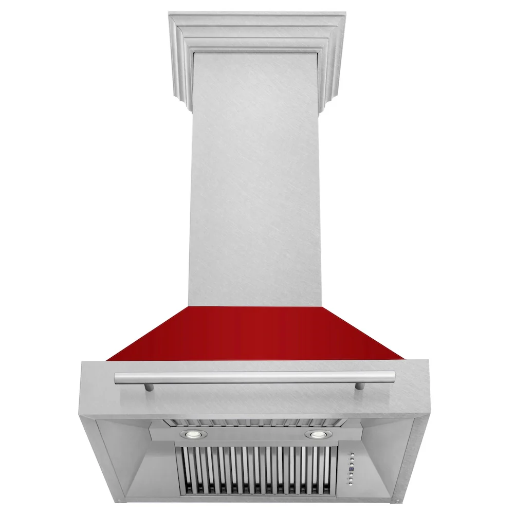 ZLINE 30" Fingerprint Resistant Stainless Steel Range Hood with Red Gloss Shell (8654SNX-RG30) - Image 3