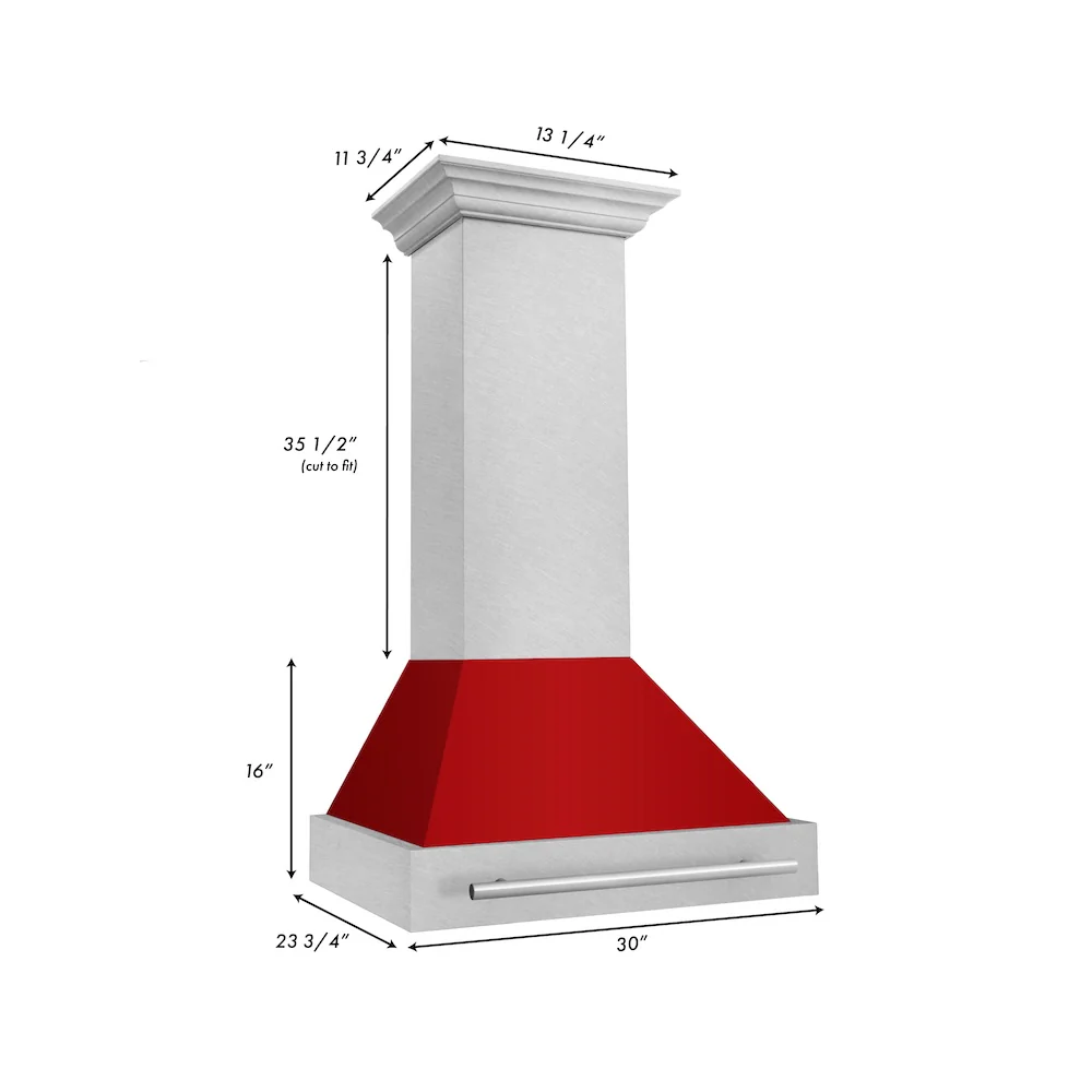 ZLINE 30" Fingerprint Resistant Stainless Steel Range Hood with Red Gloss Shell (8654SNX-RG30) - Image 7