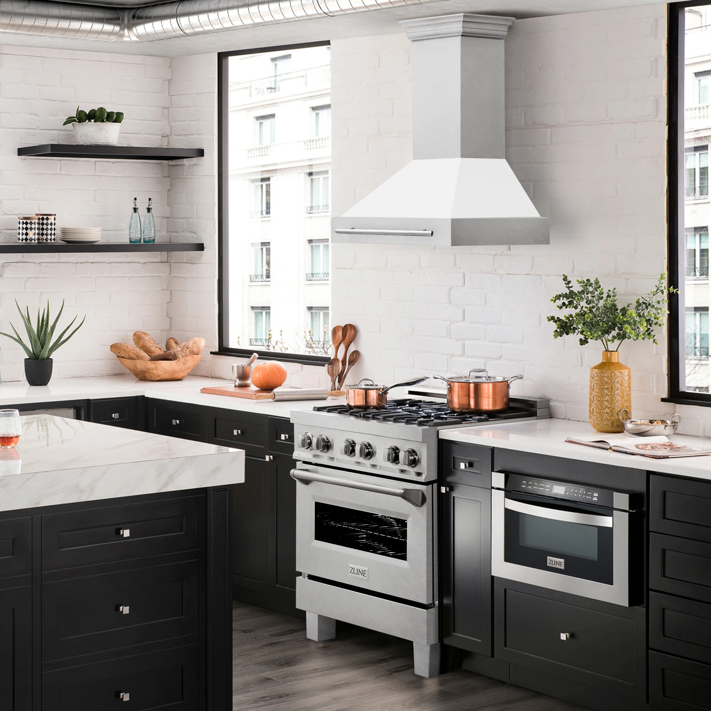 ZLINE 30" Fingerprint Resistant Stainless Steel Range Hood with White Matte Shell (8654SNX-WM30) - Image 8