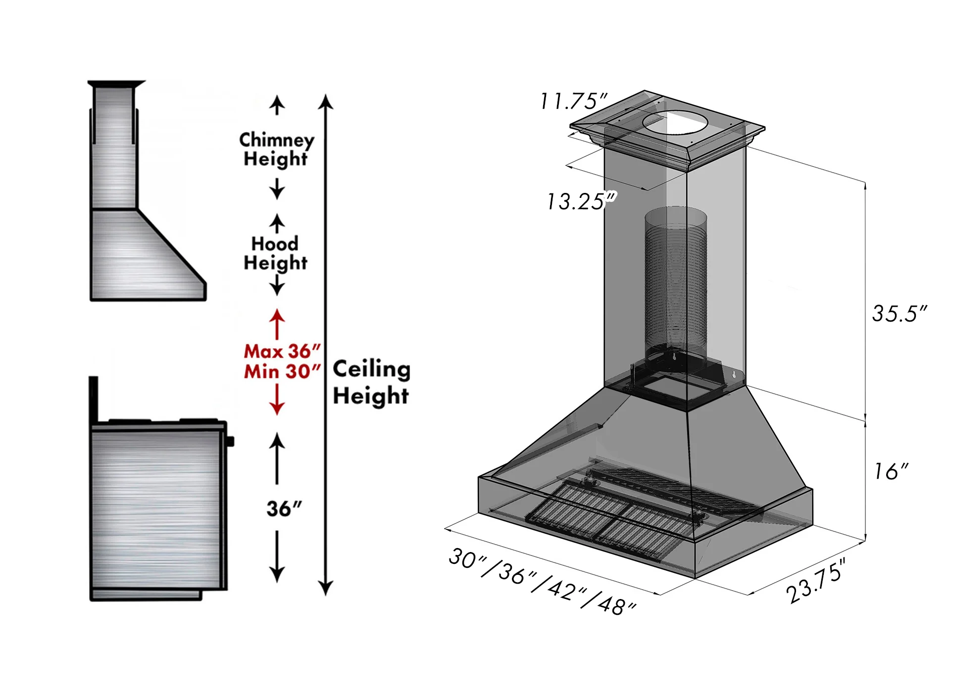 30" Ducted Fingerprint Resistant Stainless Steel Range Hood with White Matte Shell (8654WM-30) - Image 6