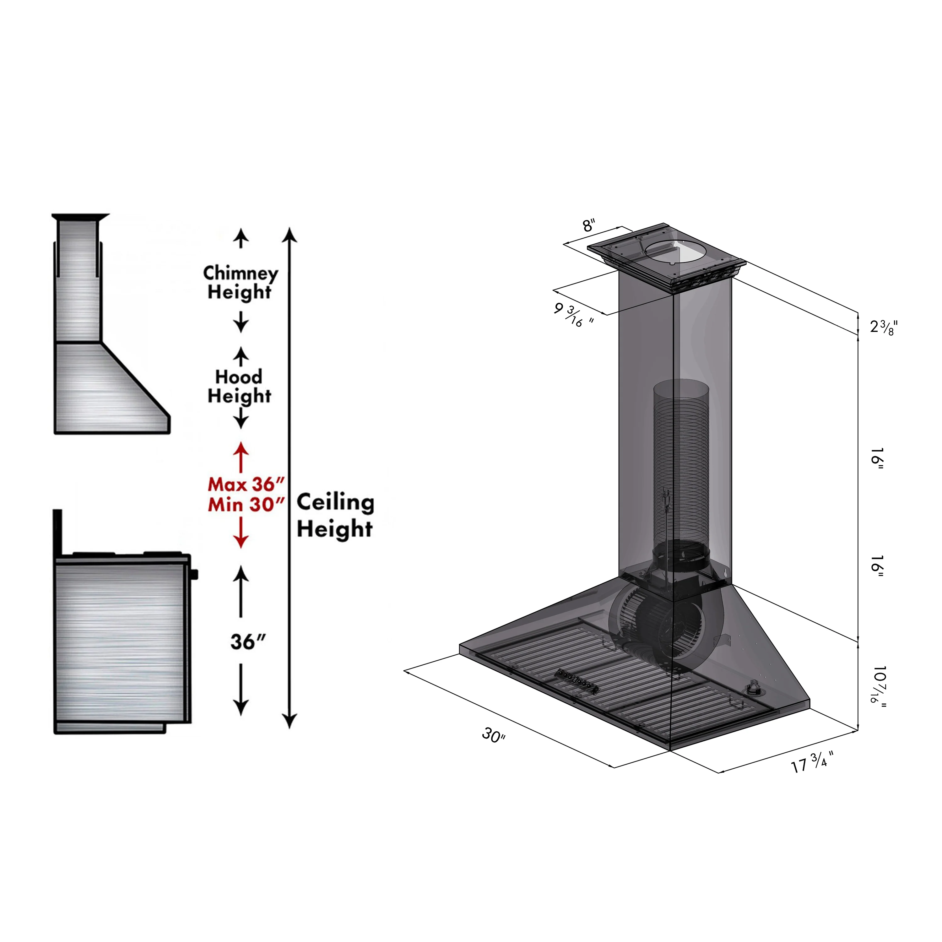 ZLINE 30" Convertible Vent Convertible Vent Wall Mount Range Hood in Stainless Steel with Crown Molding (KL2CRN-30) - Image 3