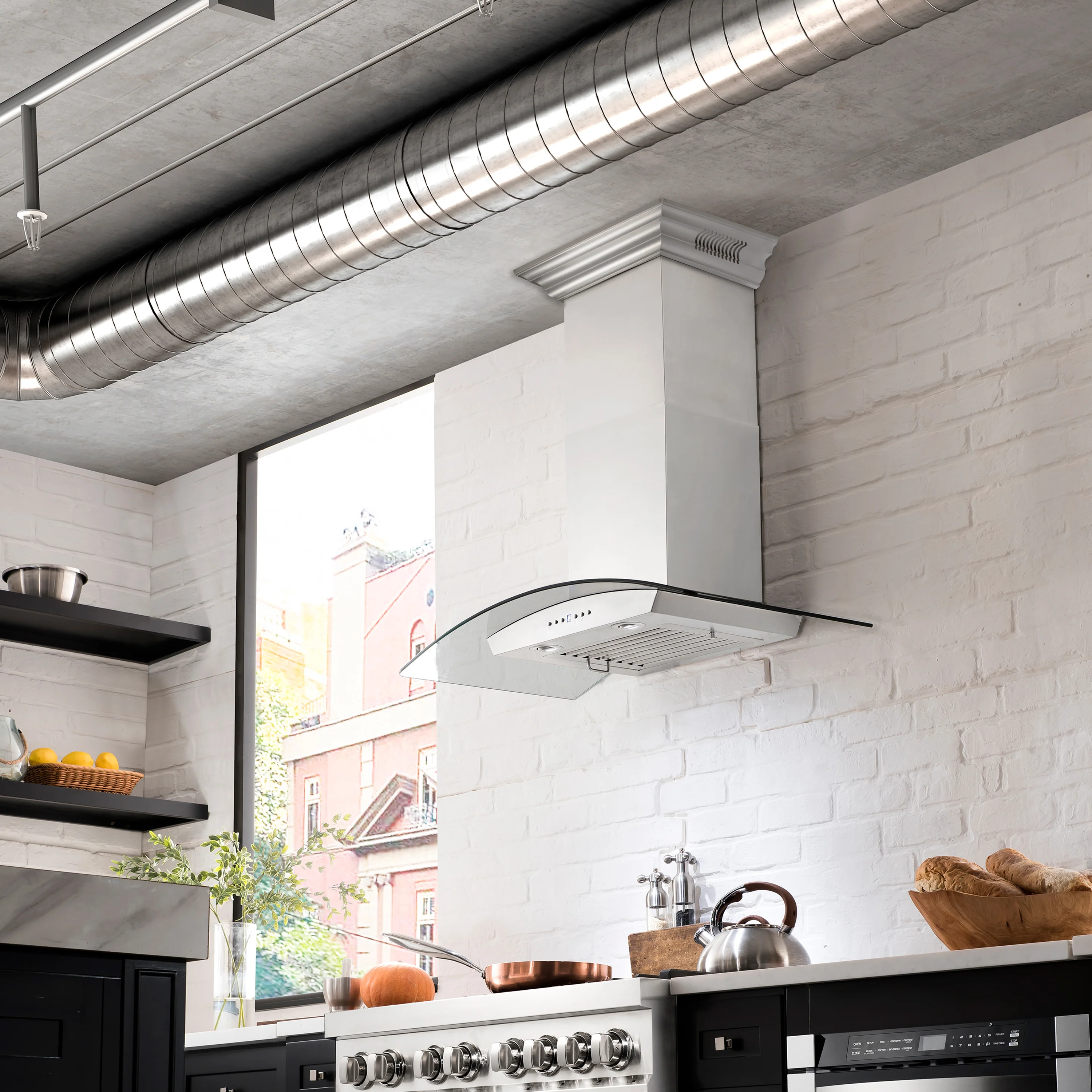 30" ZLINE CrownSound™Ducted Vent Wall Mount Range Hood in Stainless Steel with Built-in Bluetooth Speakers (KZCRN-BT-30) - Image 2