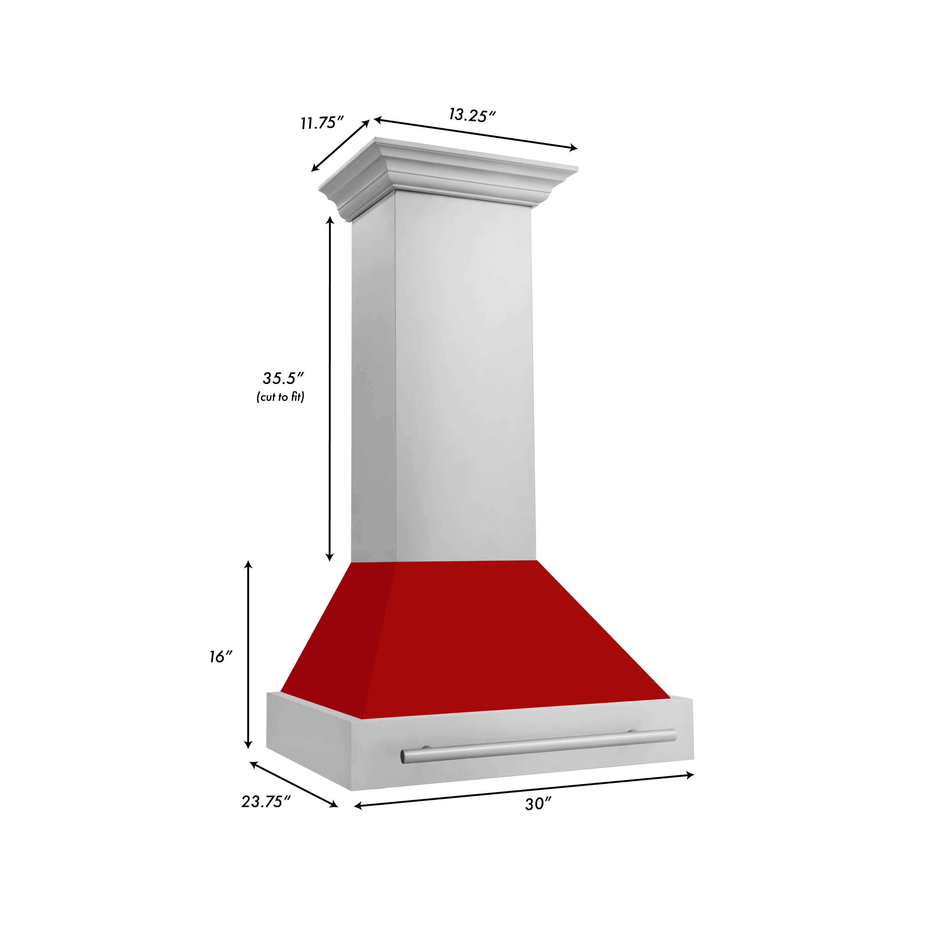 ZLINE 30" Stainless Steel Range Hood with Red Matte Shell and Stainless Steel Handle (8654STX-RM-30) - Image 9