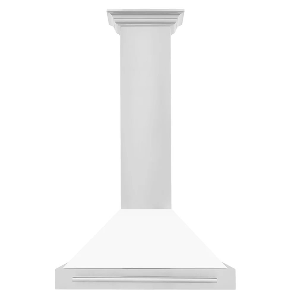 ZLINE 30 in. Convertible Stainless Steel Range Hood with White Matte Shell and Stainless Steel Handle (KB4STX-WM-30) - Image 3