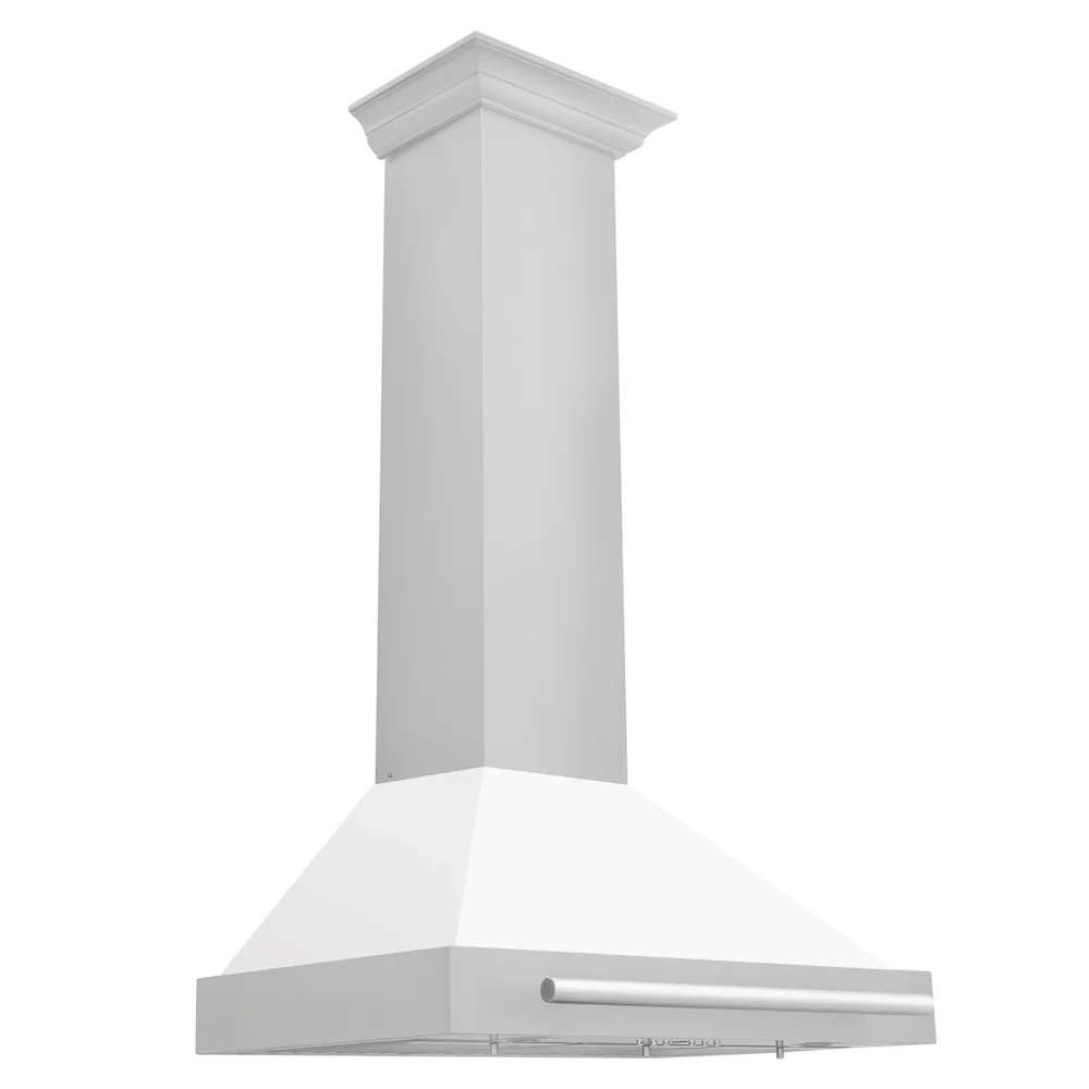 ZLINE 30 in. Convertible Stainless Steel Range Hood with White Matte Shell and Stainless Steel Handle (KB4STX-WM-30) - Image 4