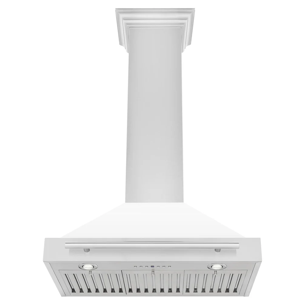 ZLINE 30 in. Convertible Stainless Steel Range Hood with White Matte Shell and Stainless Steel Handle (KB4STX-WM-30) - Image 5