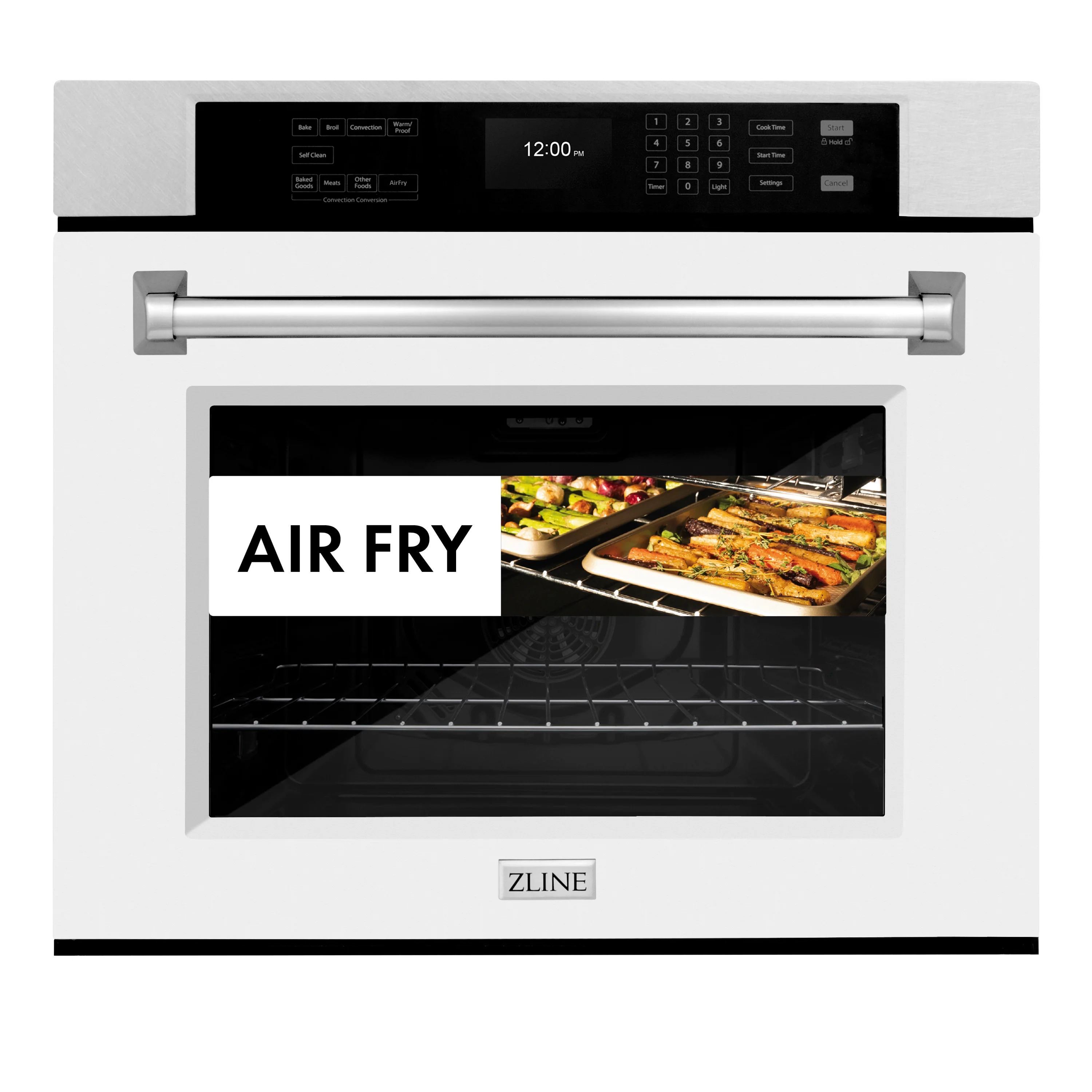 ZLINE 30 in. Professional True Convection Single Wall Oven with Air Fry and Self Clean in Satin Stainless Steel with White Matte Door (WASS-WM-30) - Image 3