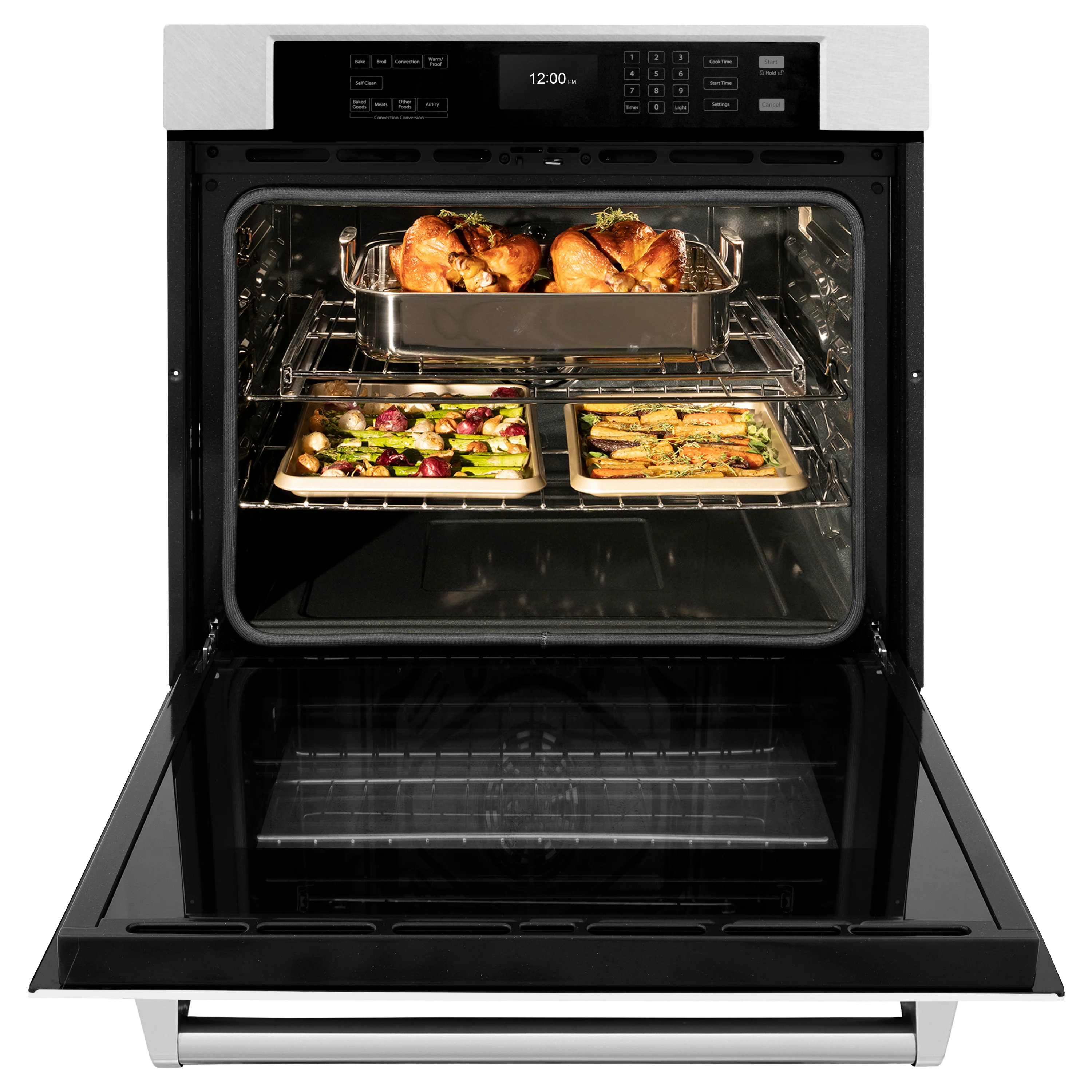 ZLINE 30 in. Professional True Convection Single Wall Oven with Air Fry and Self Clean in Satin Stainless Steel with White Matte Door (WASS-WM-30) - Image 5