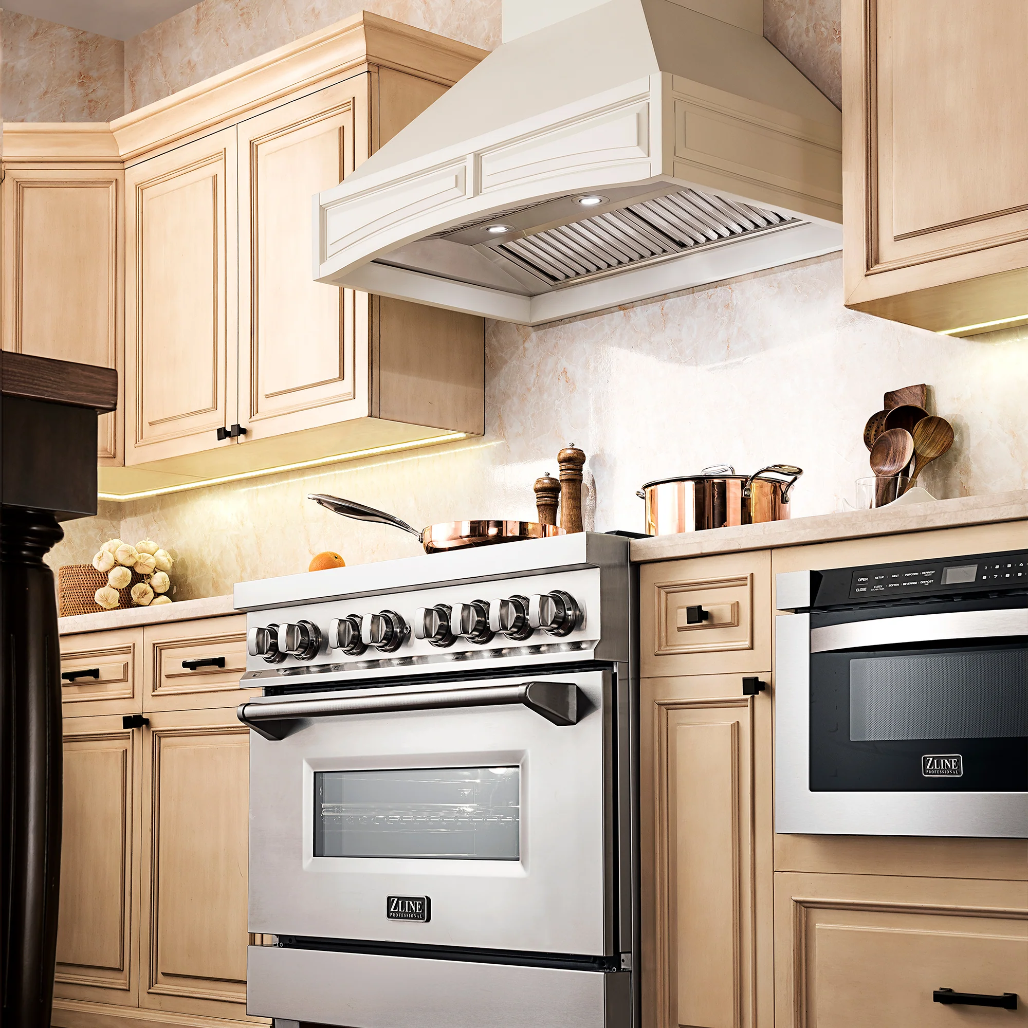 ZLINE 30" Convertible Vent Wooden Wall Mount Range Hood in Cottage White (321TT-30) - Image 2
