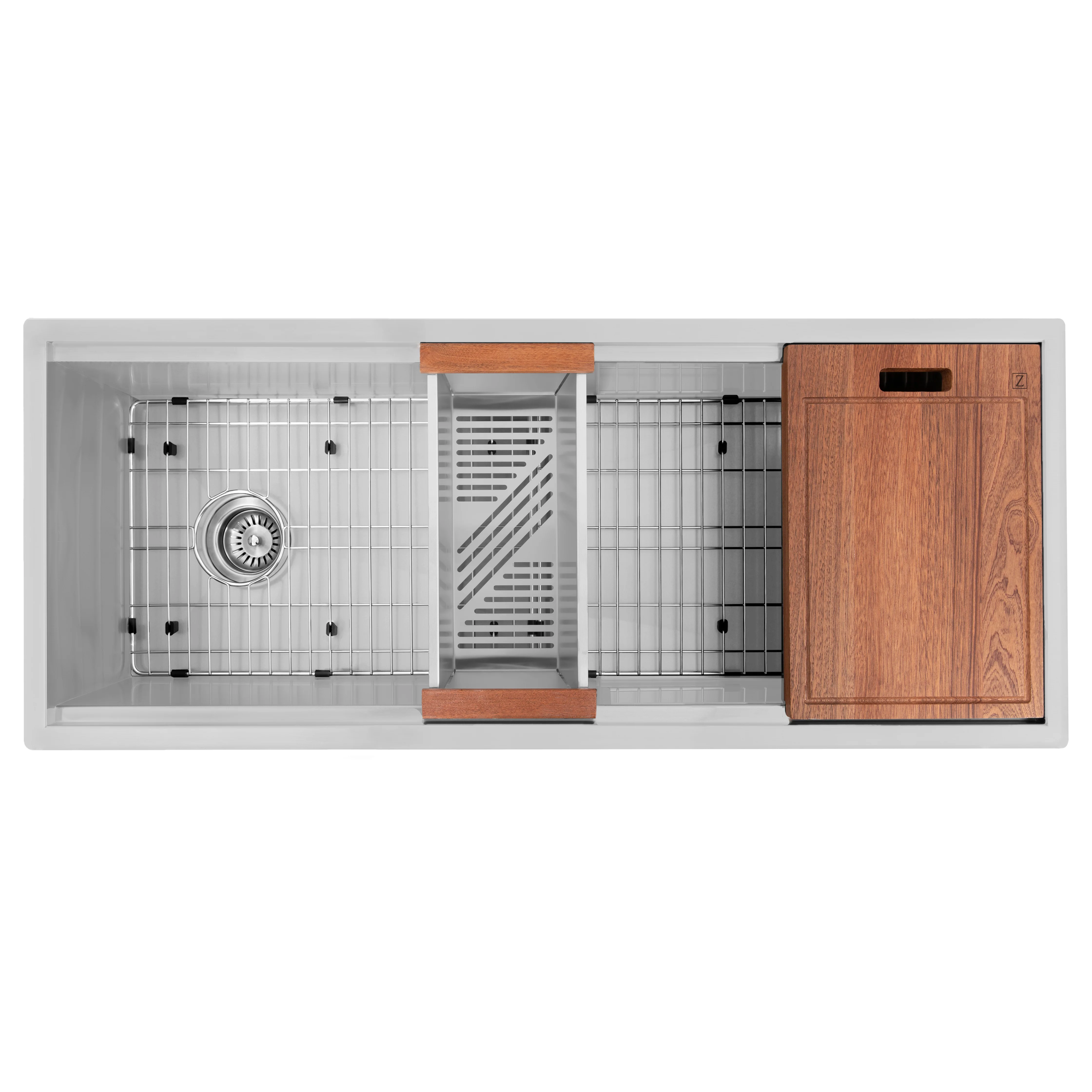 ZLINE 33 in. Garmisch Undermount Single Bowl Stainless Steel Kitchen Sink with Bottom Grid and Accessories (SLS-43) - Image 2