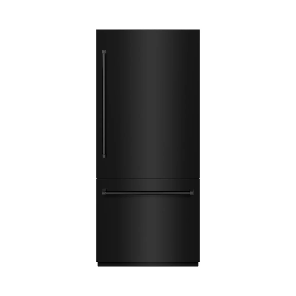 ZLINE 36 in. 19.8 cu. ft. Built-In Bottom Freezer Refrigerator with Water Dispenser and Ice Maker in Black Stainless Steel (RBIT-BS-36)
