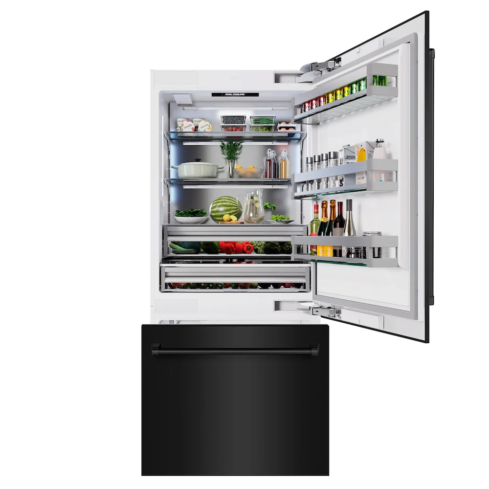 ZLINE 36 in. 19.8 cu. ft. Built-In Bottom Freezer Refrigerator with Water Dispenser and Ice Maker in Black Stainless Steel (RBIT-BS-36) - Image 3