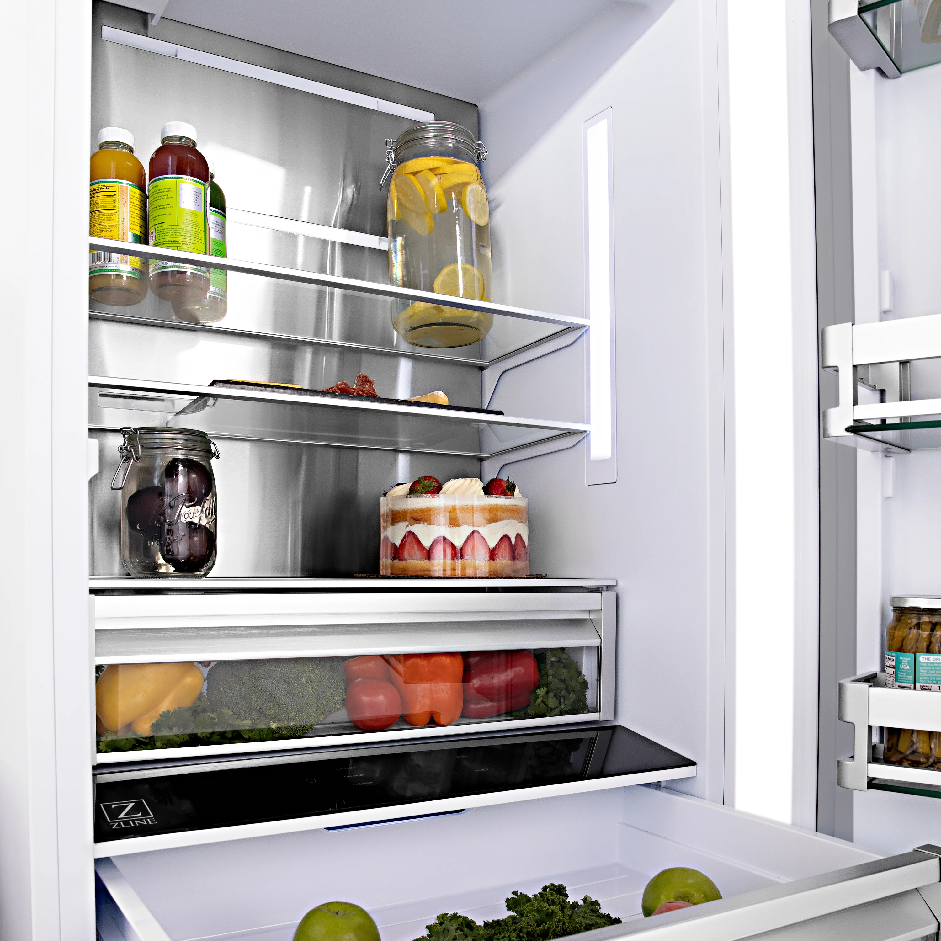 ZLINE 36 in. 19.6 cu. ft. French Door Built-In Bottom Freezer Refrigerator with Water Dispenser and Ice Maker in Black Stainless Steel (RBIV-BS-36) - Image 8