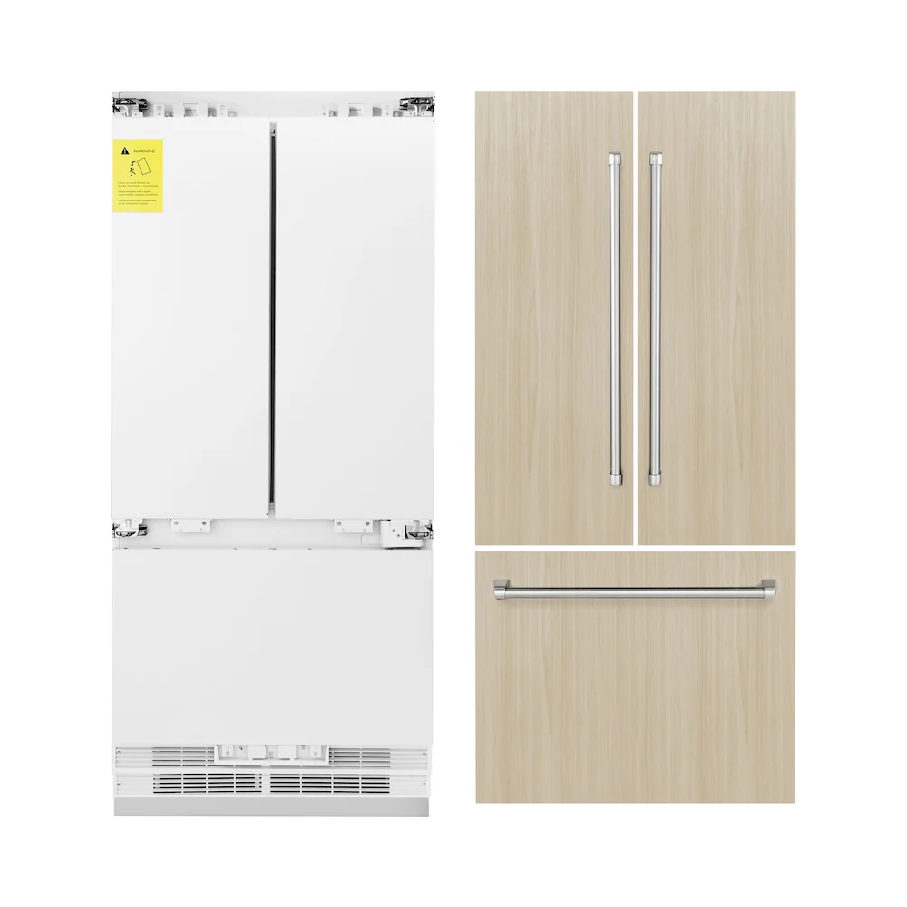 ZLINE 36 in. 19.6 cu. ft. Panel Ready French Door Built-In Bottom Freezer Refrigerator with Water Dispenser and Ice Maker (RBIV-36) - Image 6