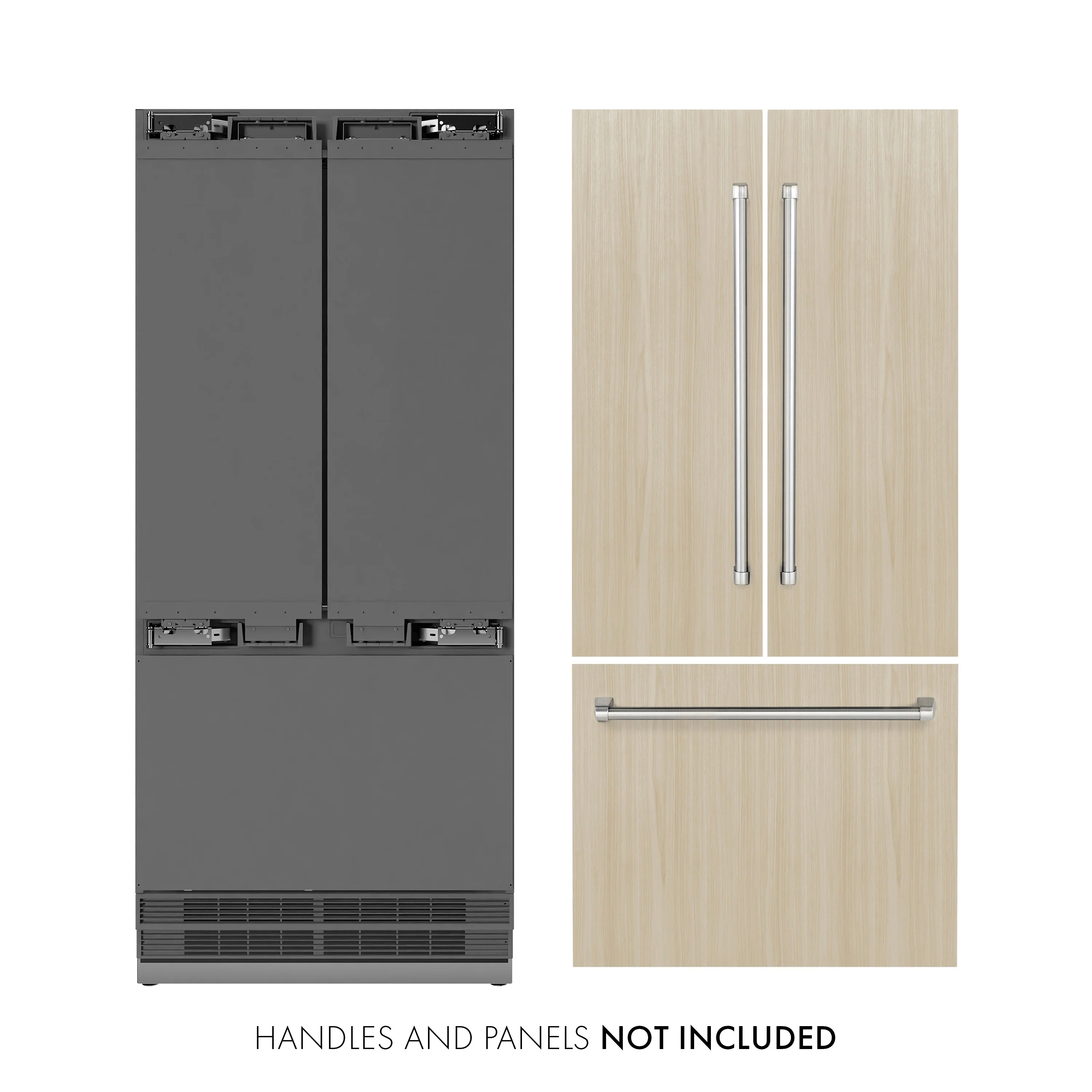 ZLINE 36 in. 19.6 cu. ft. Panel Ready French Door Built-In Bottom Freezer Refrigerator with Water Dispenser and Ice Maker with Stainless Steel Interior (SRBIV-36) - Image 3