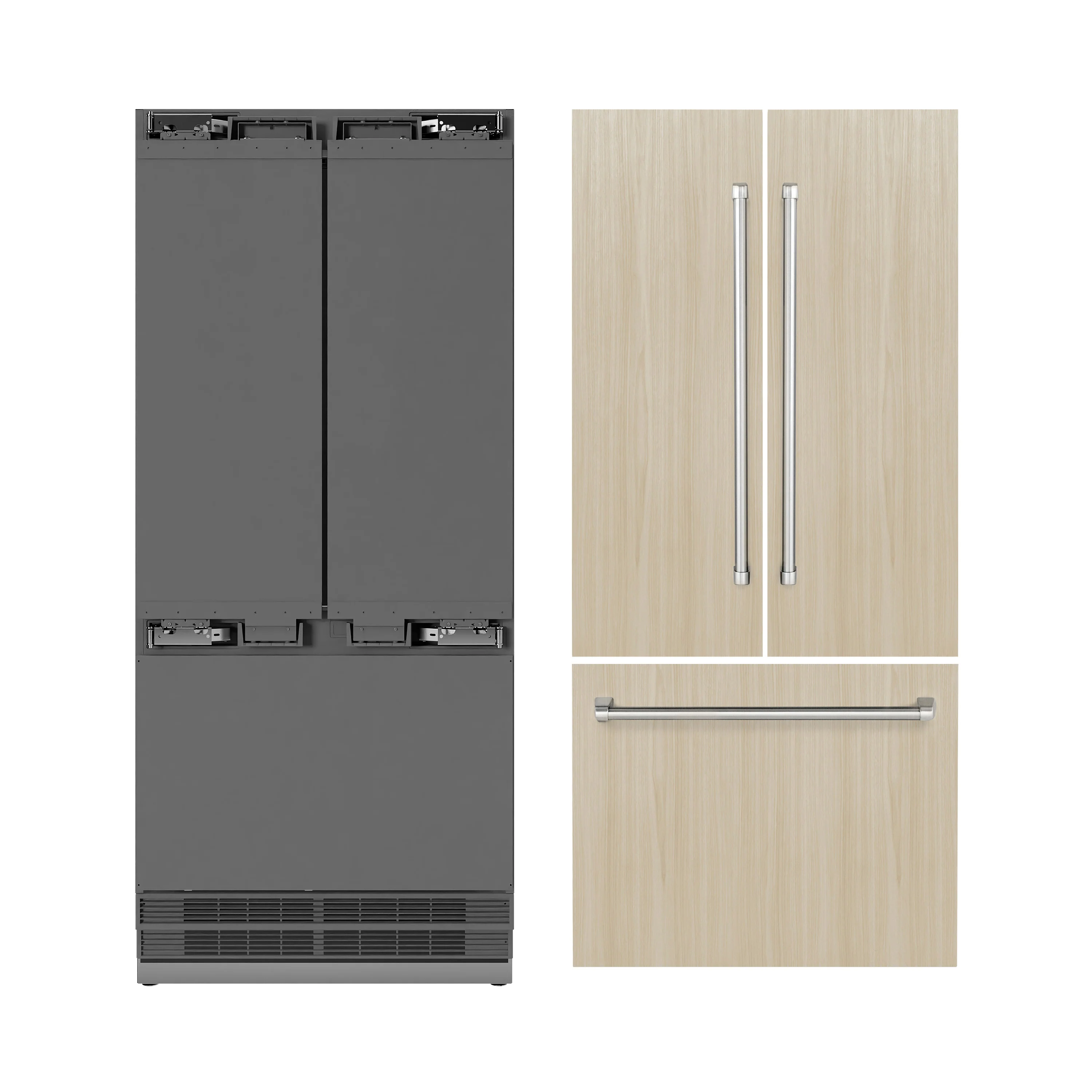 ZLINE 36 in. 19.6 cu. ft. Panel Ready French Door Built-In Bottom Freezer Refrigerator with Water Dispenser and Ice Maker with Stainless Steel Interior (SRBIV-36) - Image 7