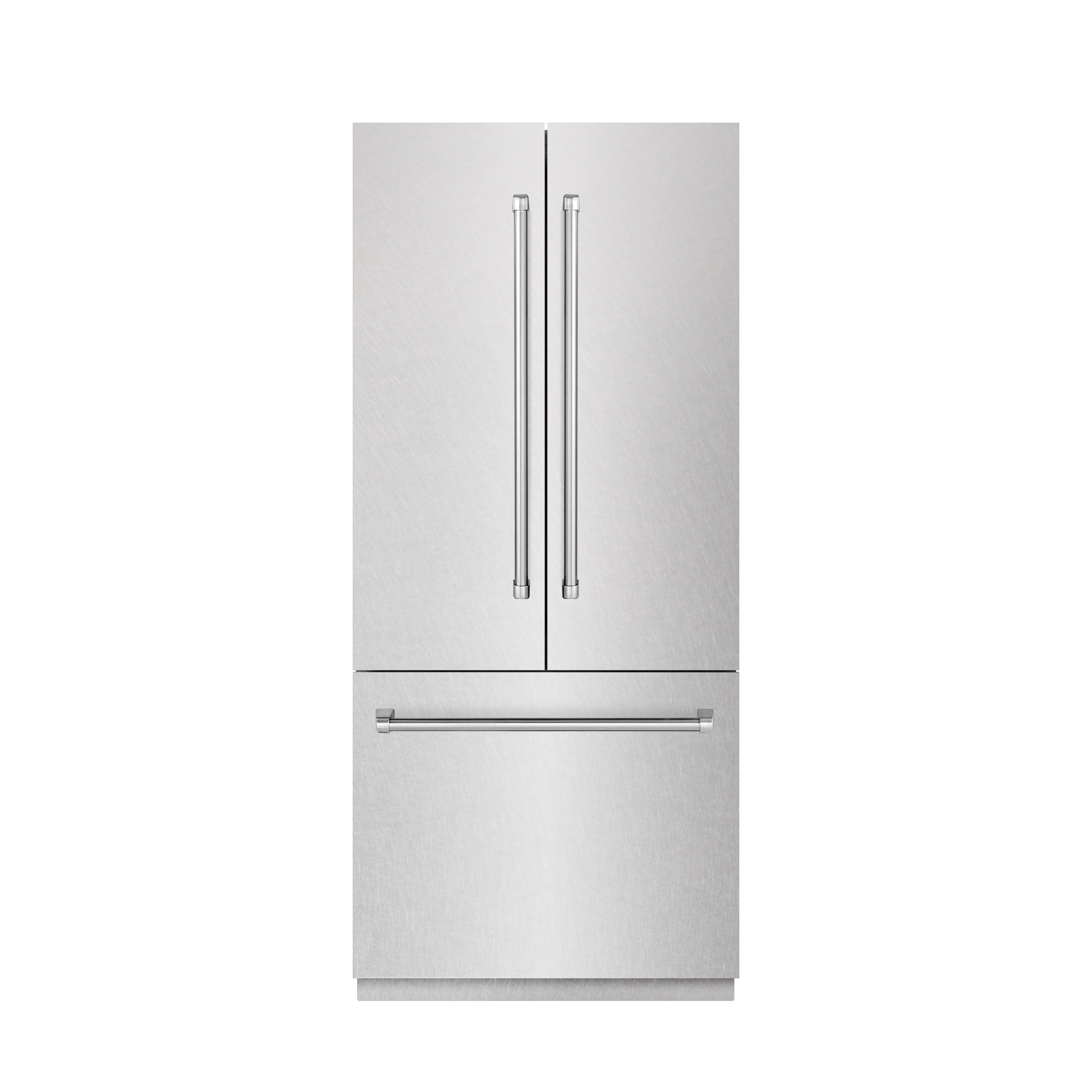 ZLINE 36 in. 19.6 cu. ft. French Door Built-In Bottom Freezer Refrigerator with Water Dispenser and Ice Maker in Satin Stainless Steel with Graphite Gray Interior (GRBIV-SN-36) - Image 3