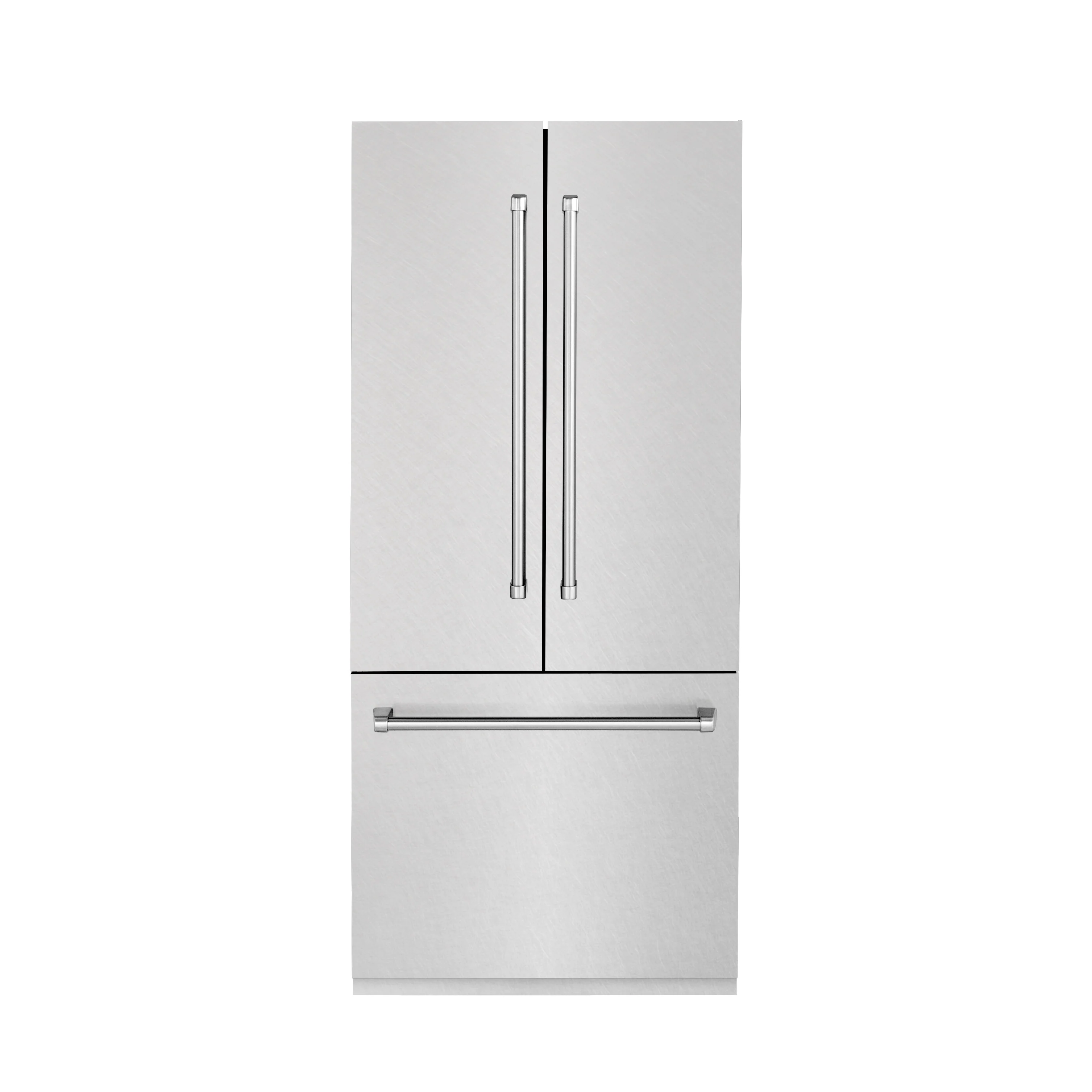 ZLINE 36 in. 19.6 cu. ft. French Door Built-In Bottom Freezer Refrigerator with Water Dispenser and Ice Maker in Satin Stainless Steel (RBIV-SN-36) - Image 3